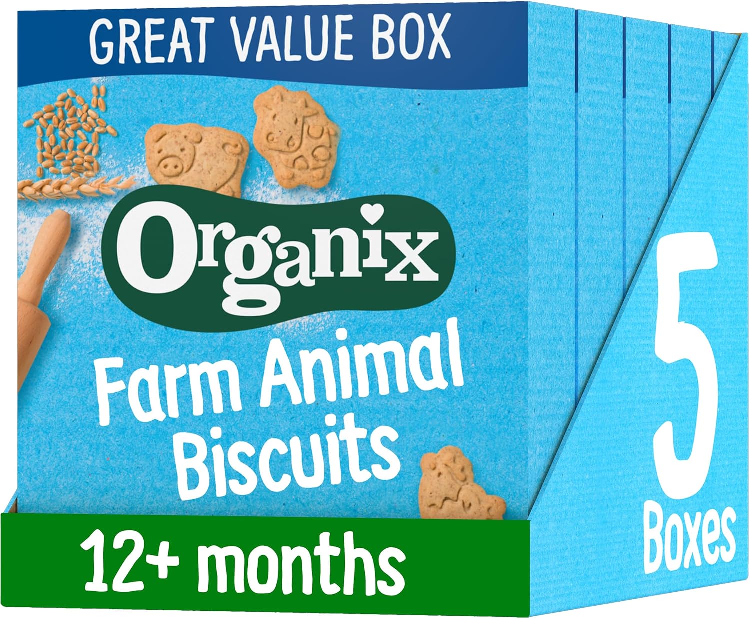 Organix Farm Animal Organic Toddler Snack Biscuits 12+ Months 100g (Pack of 5) 1