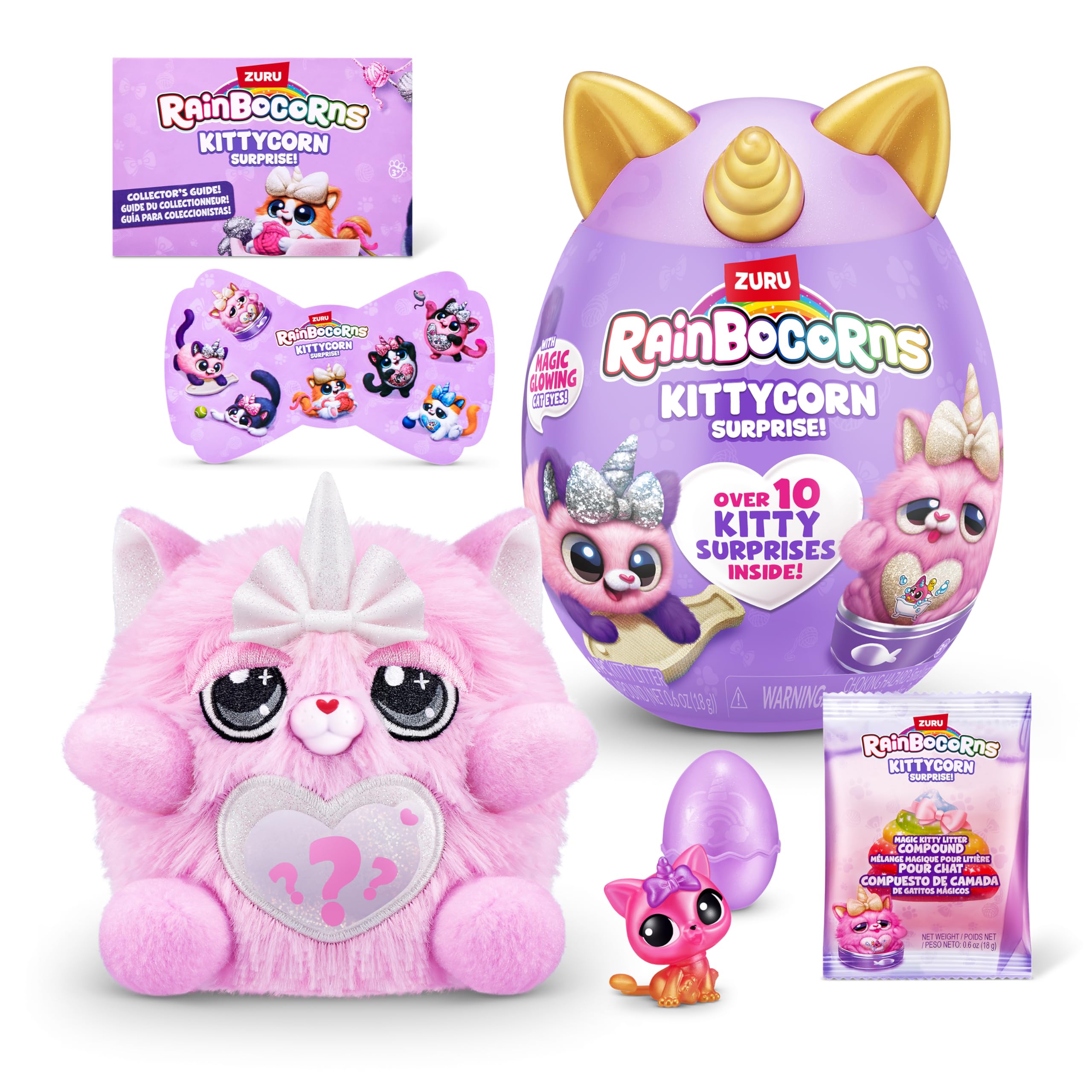 Rainbocorns Kittycorn Surprise Series 2 - Chai the Chinchilla Cat Interactive Plush with Lights, Sounds & 30+ Surprises