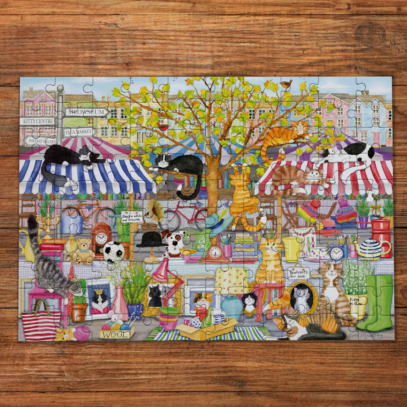 Gibsons Flea Market Moggies Jigsaw Puzzle - 100 XXL Pieces, 48 x 34 cm | Recycled Board 2