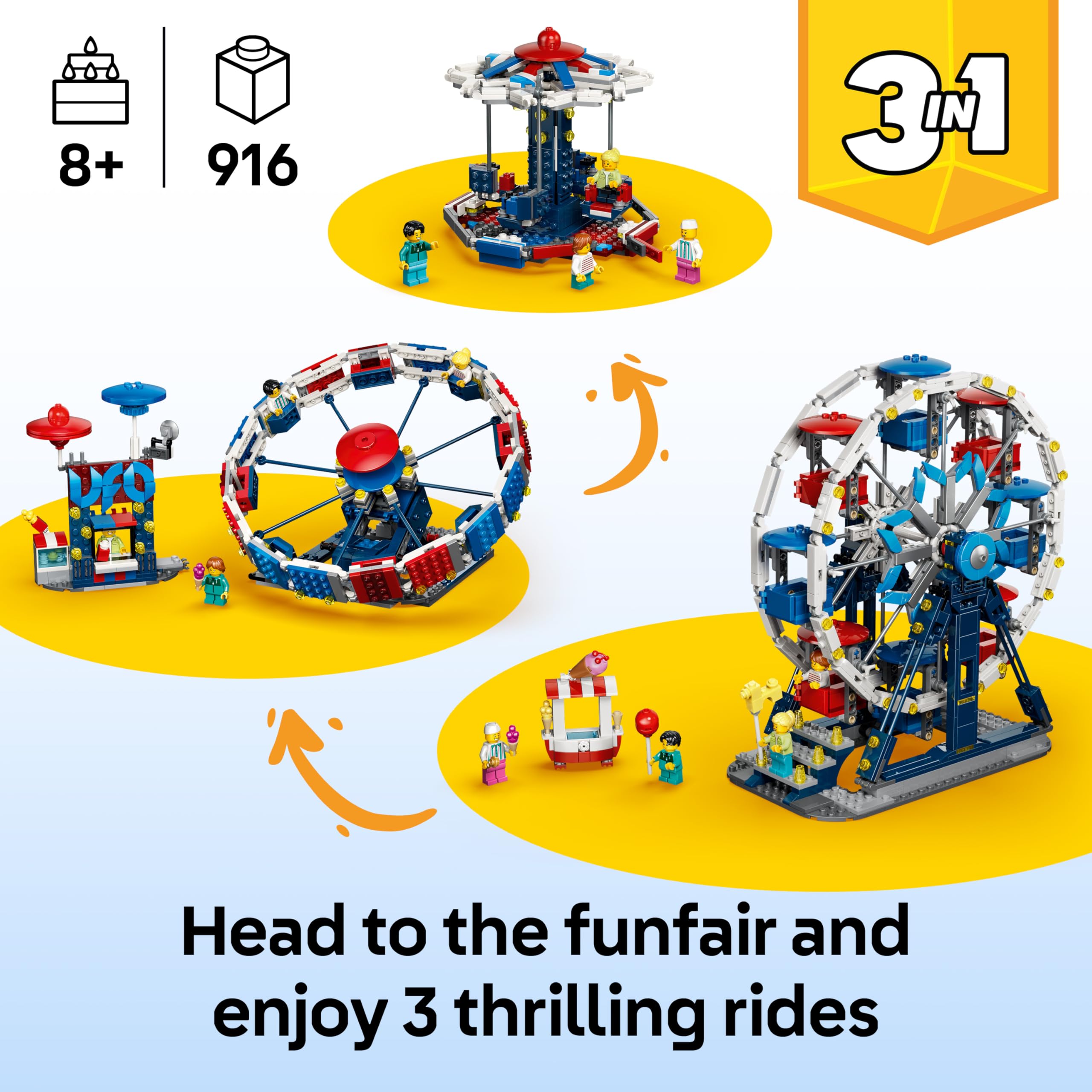 LEGO Creator 3 in 1 Iconic Ferris Wheel Building Set - 3 Amusement Park Rides, 4 Minifigures, Ages 8+ 3