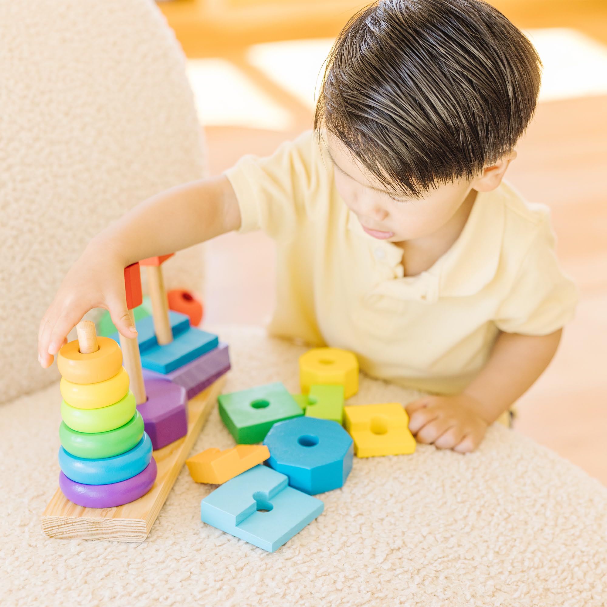 Melissa & Doug Geometric Stacker Wooden Development Toy | Ages 2-4 | Builds Motor Skills 6