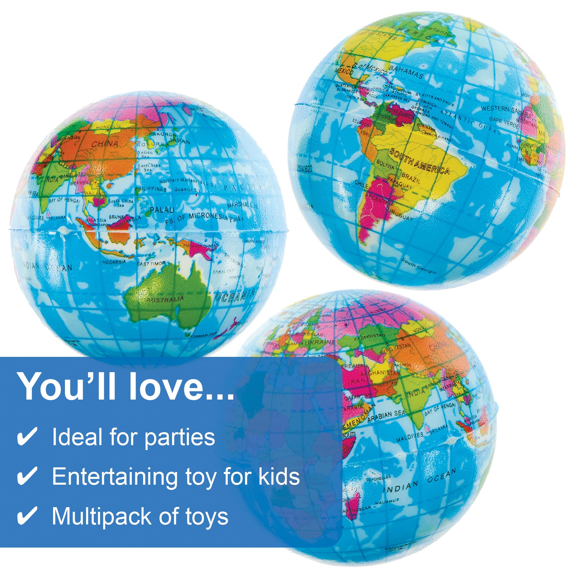 Baker Ross FN050 Globe Squeezy Balls - Pack of 5 | 6cm Diameter | Ages 3+ 3