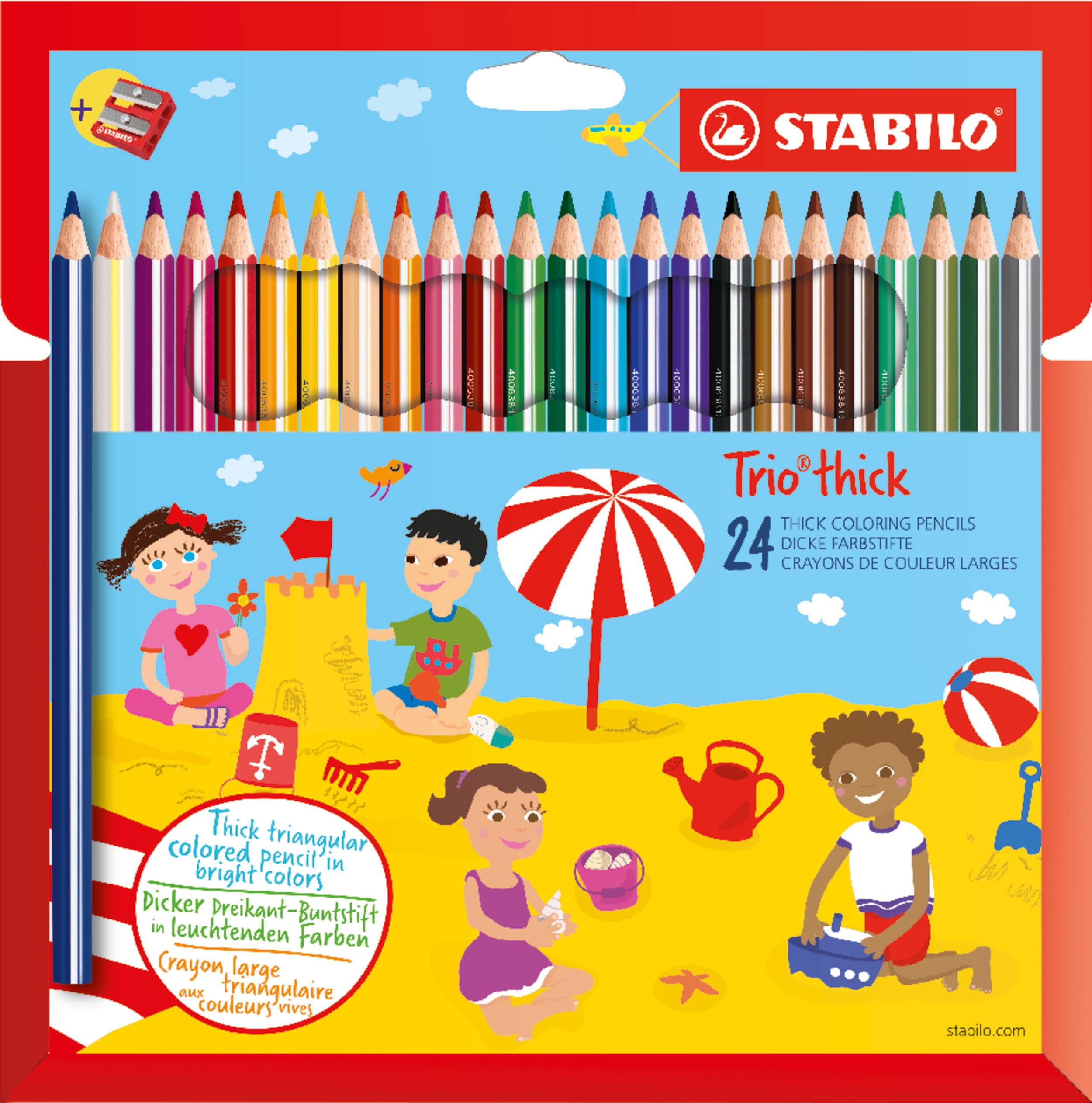 STABILO Trio thick Coloured Pencils - 24 Assorted Colours Wallet + Sharpener 1