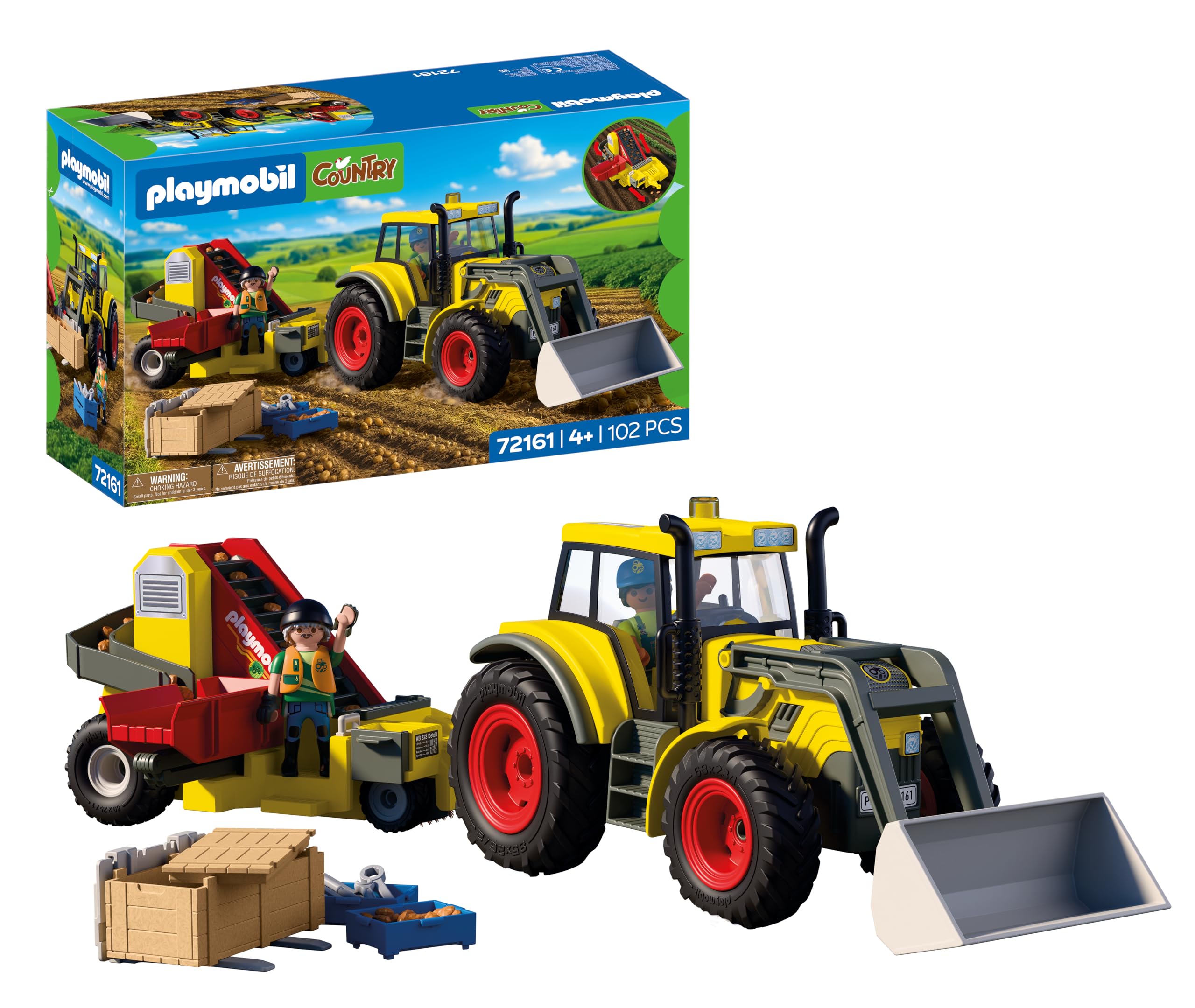 Playmobil Large Tractor with Potato Harvester - Ages 4+ | Plastic | 72161