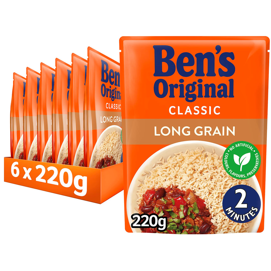 Ben's Original Long Grain Microwave Rice, 6 x 220 g Pouches