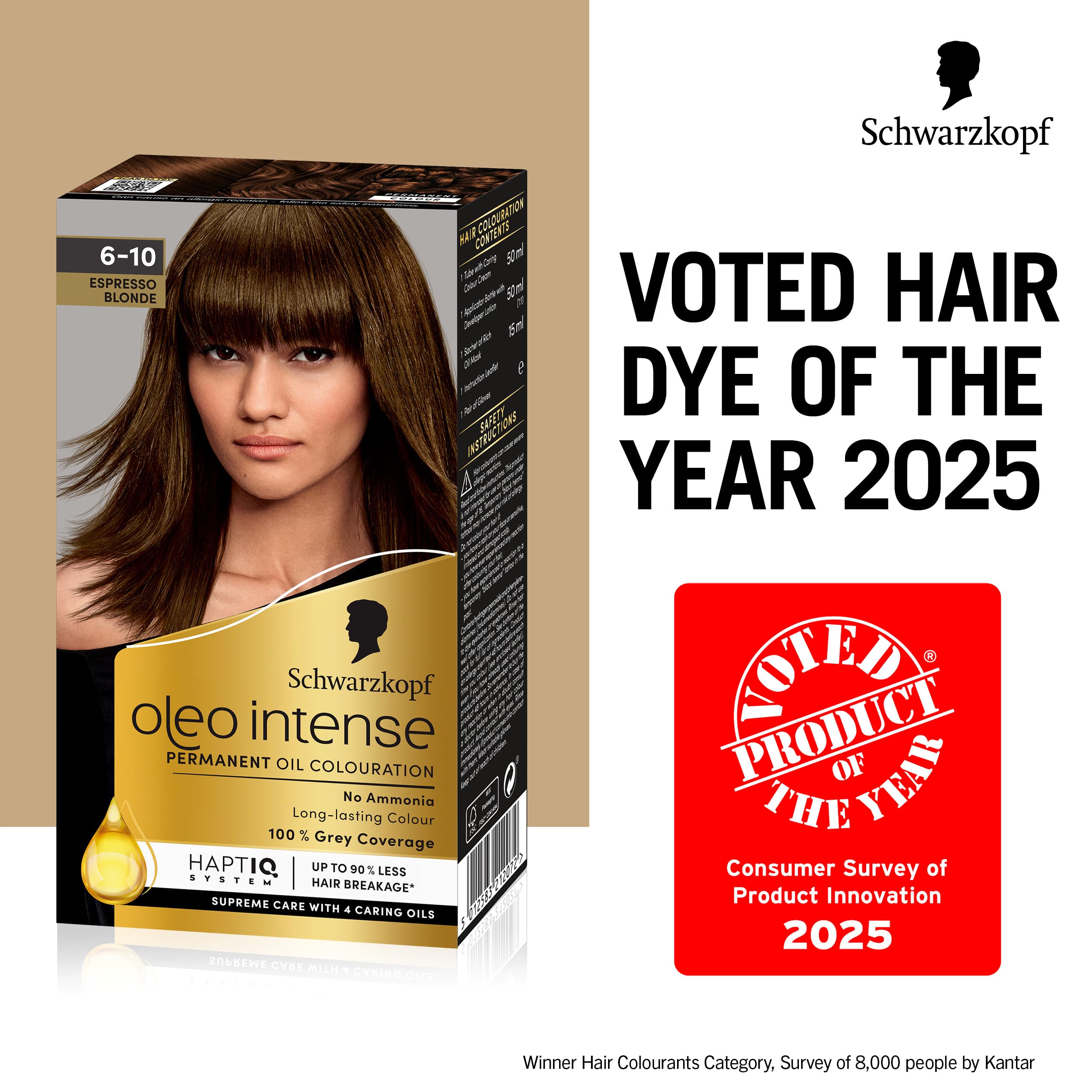 Schwarzkopf Oleo Intense Permanent Oil Colour Hair Dye - Espresso Blonde (100% Grey Coverage) 5