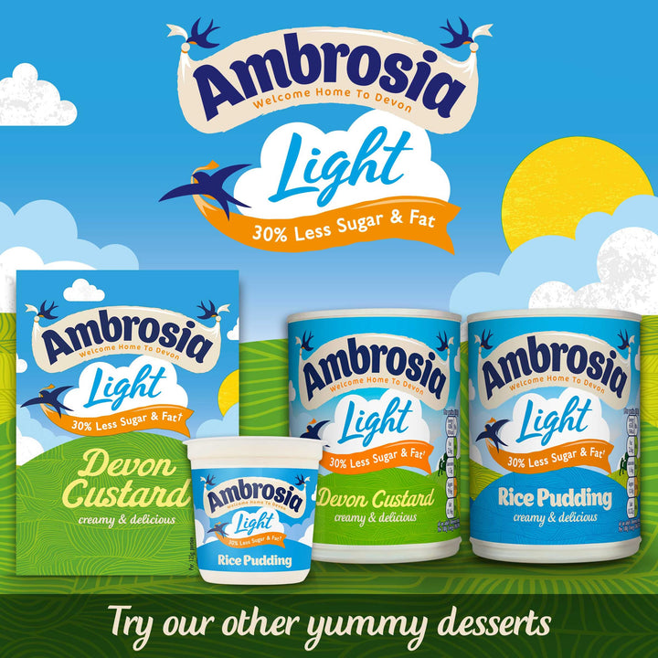 Ambrosia Light Devon Custard 500g - 30% Less Fat & Sugar, Ready-to-Eat Creamy Dessert