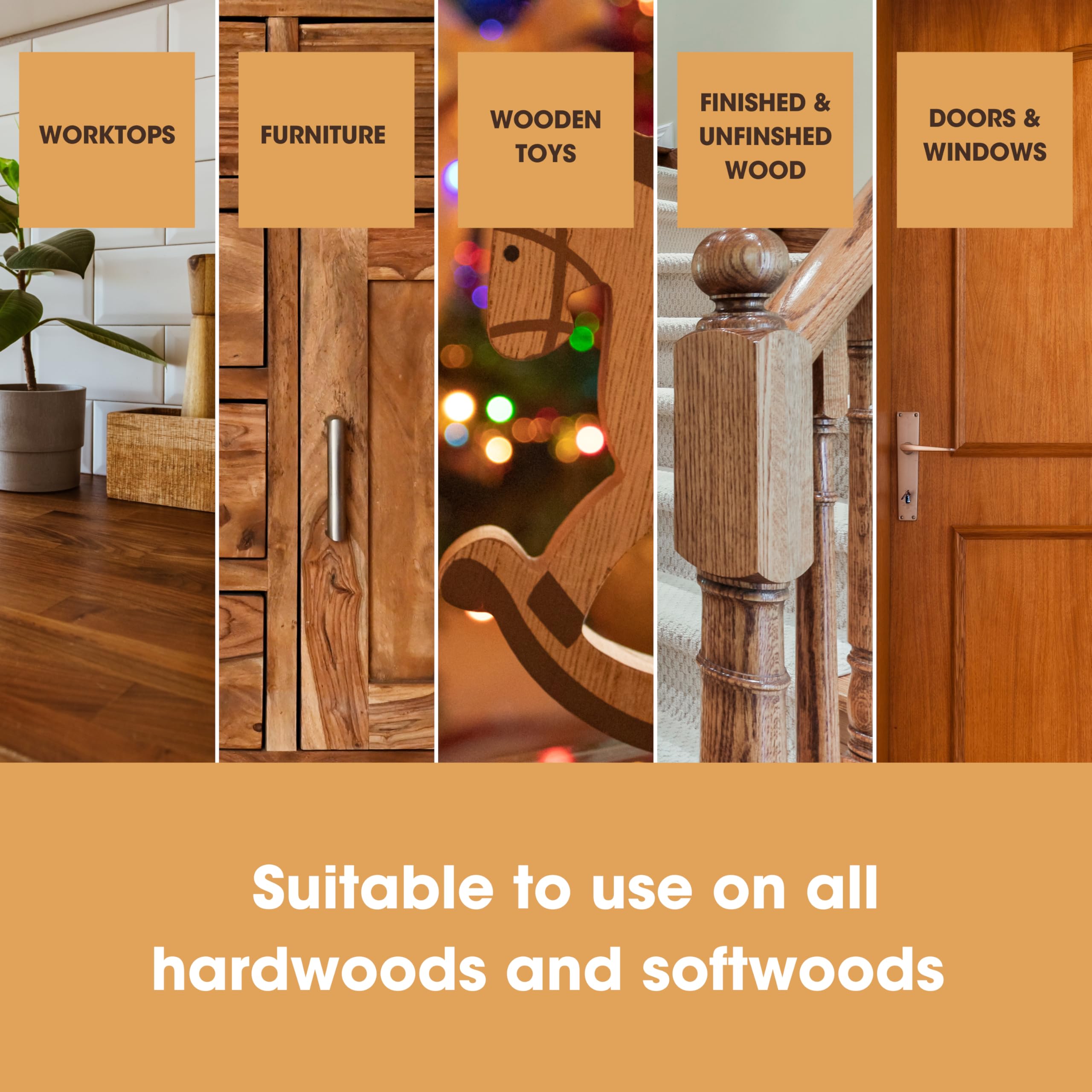 Furniture Clinic Natural Wood Wax & Polish - Beeswax & Carnauba Formula for Finished & Unfinished Wood 6