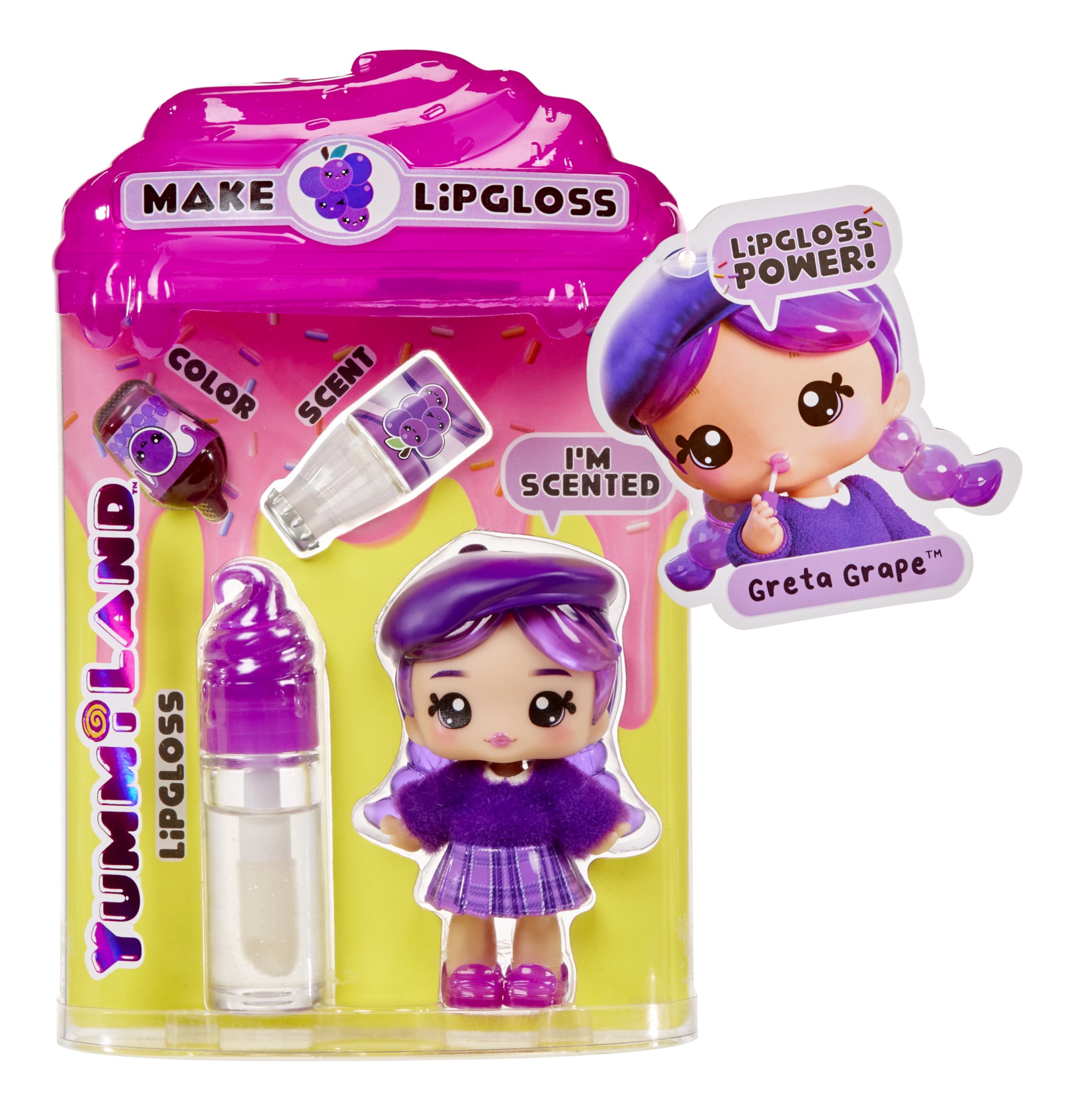 Yummiland Lipgloss Doll - Greta Grape - DIY Scented Lip Gloss Kit & Fashion Doll for Kids 5