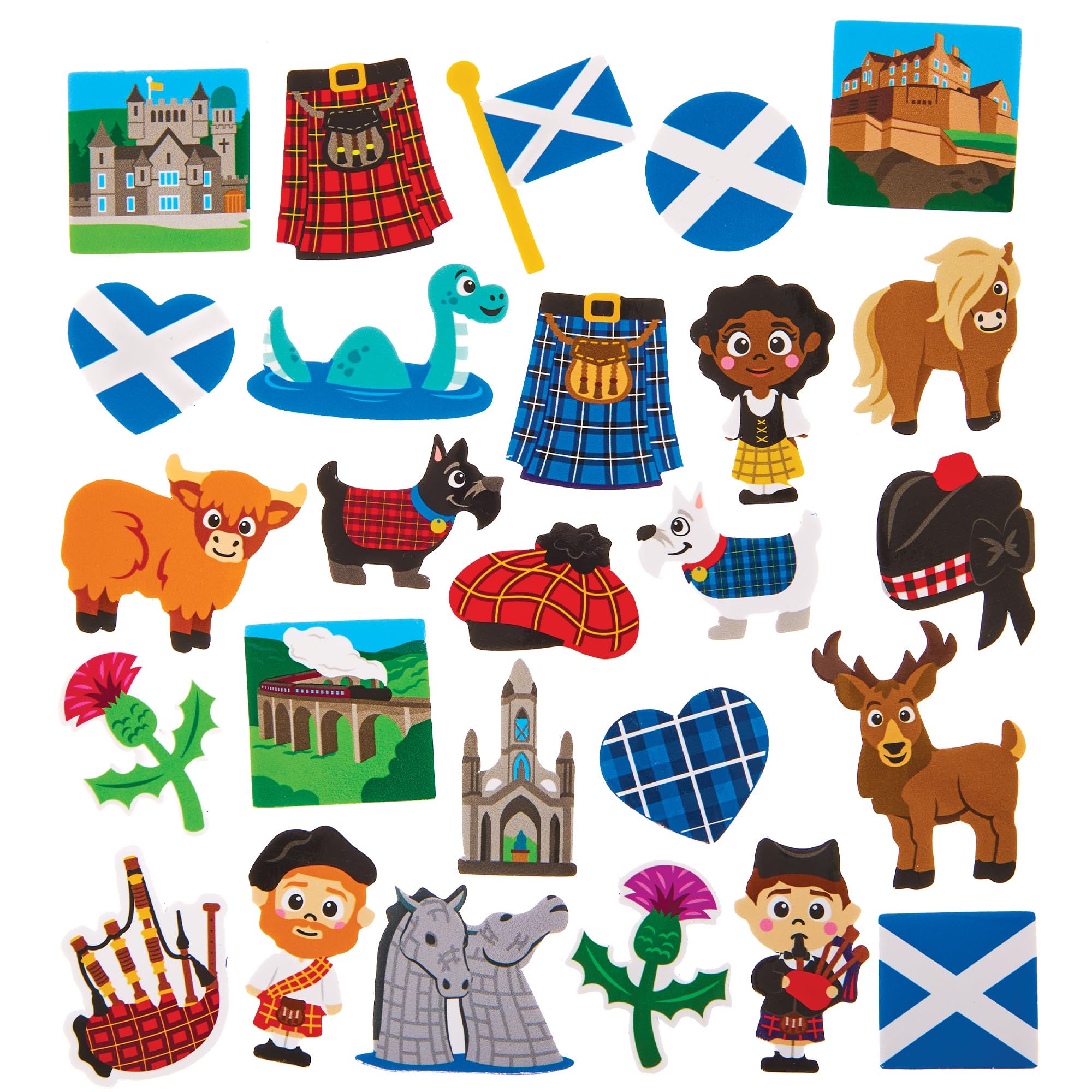 Baker Ross FX991 Scotland Foam Stickers - Pack of 150, 3D Self-Adhesive Embellishments 1
