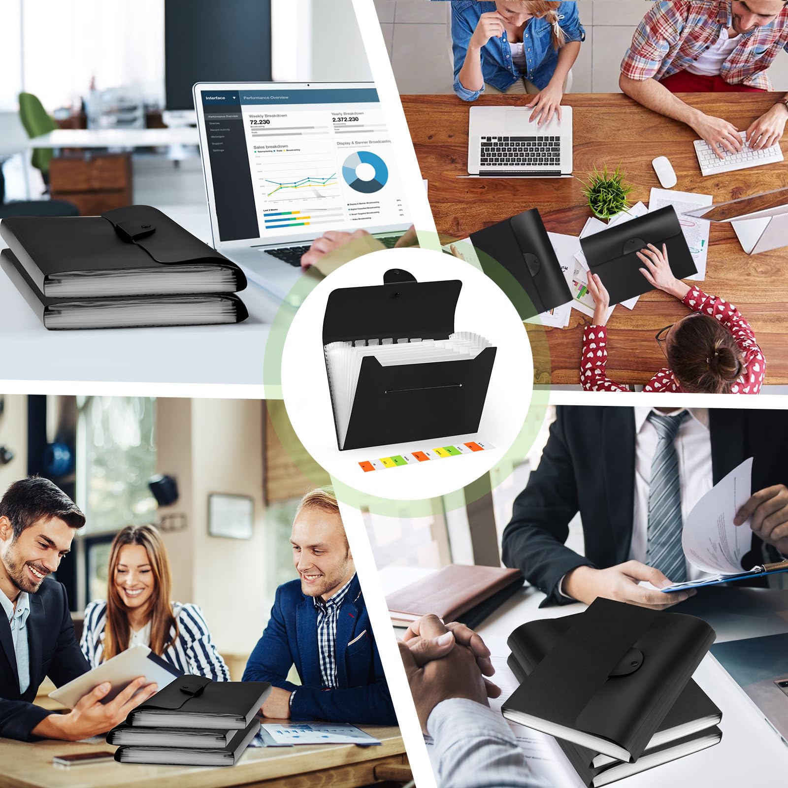 Brencco Expanding File Folder - 13 Pockets, Black Polypropylene (PP) Document Organizer | Snap Closure 6