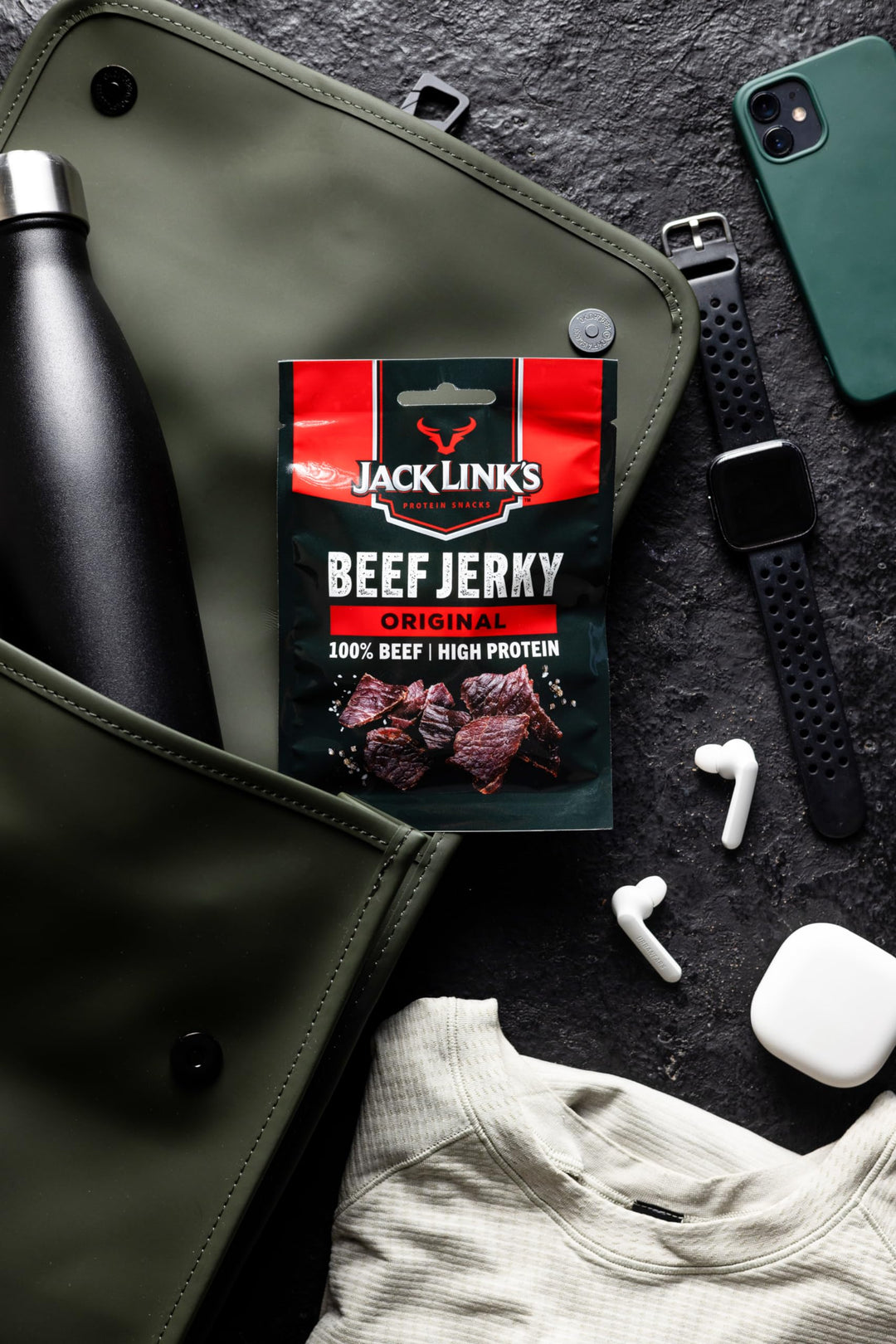 Jack Link's Beef Jerky Original Flavor High Protein Meat Snack Multipack 12 x 25g
