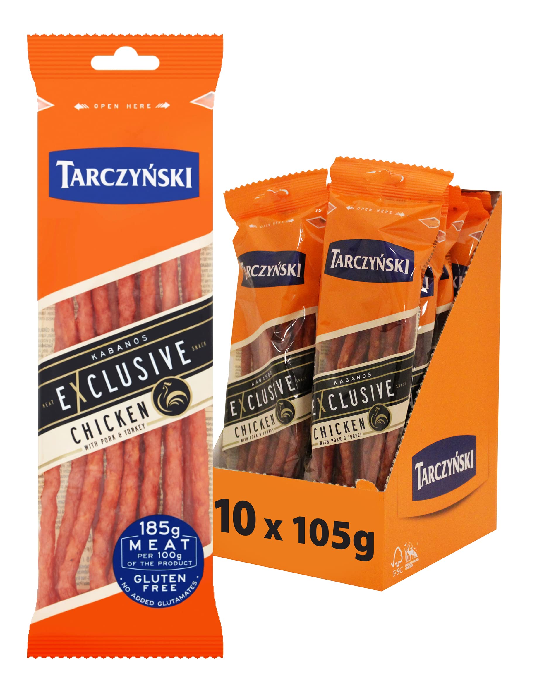 Tarczyński Poultry and Pork Kabanos Sausage 105g (Pack of 10) 1