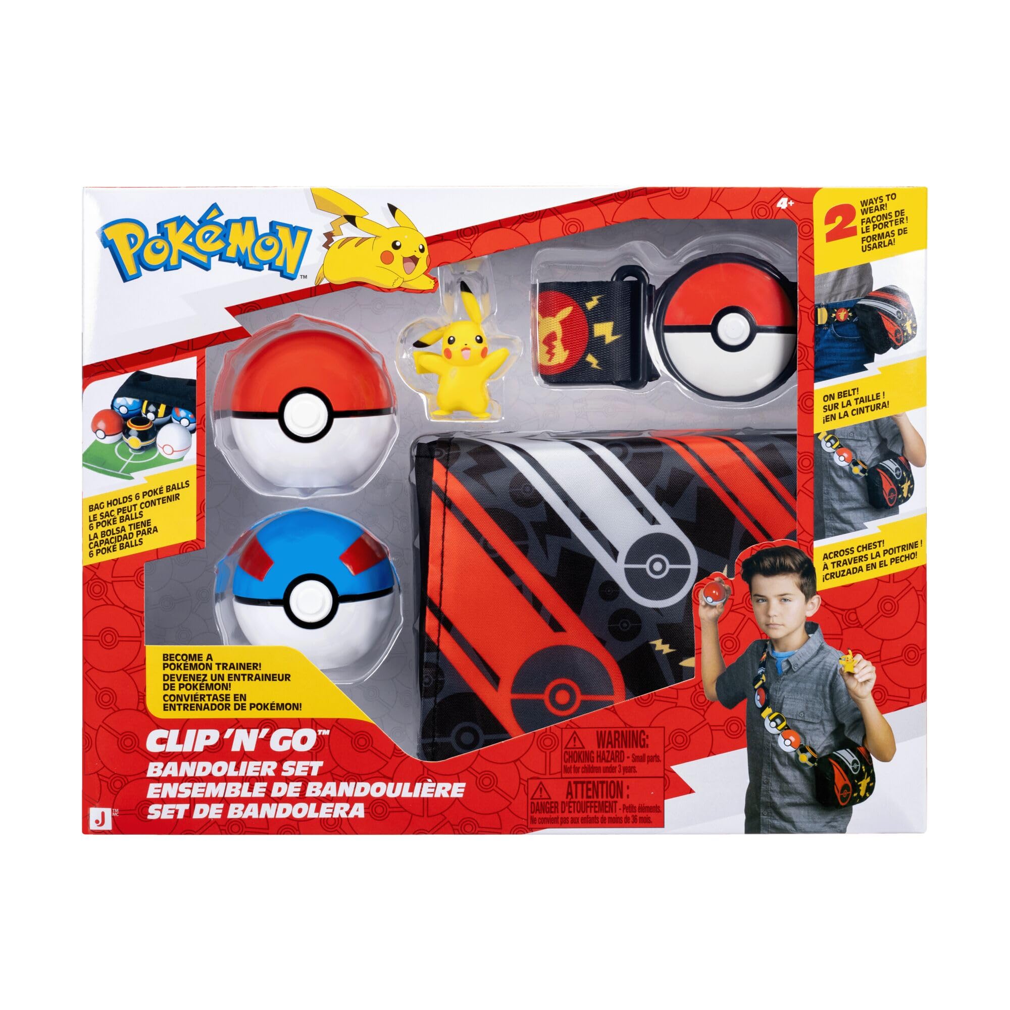 Pokémon Clip ‘N’ Go Pikachu Bandolier Set - Includes 2-Inch Pikachu Figure, Poké Ball & Great Ball, Ages 4+ 1