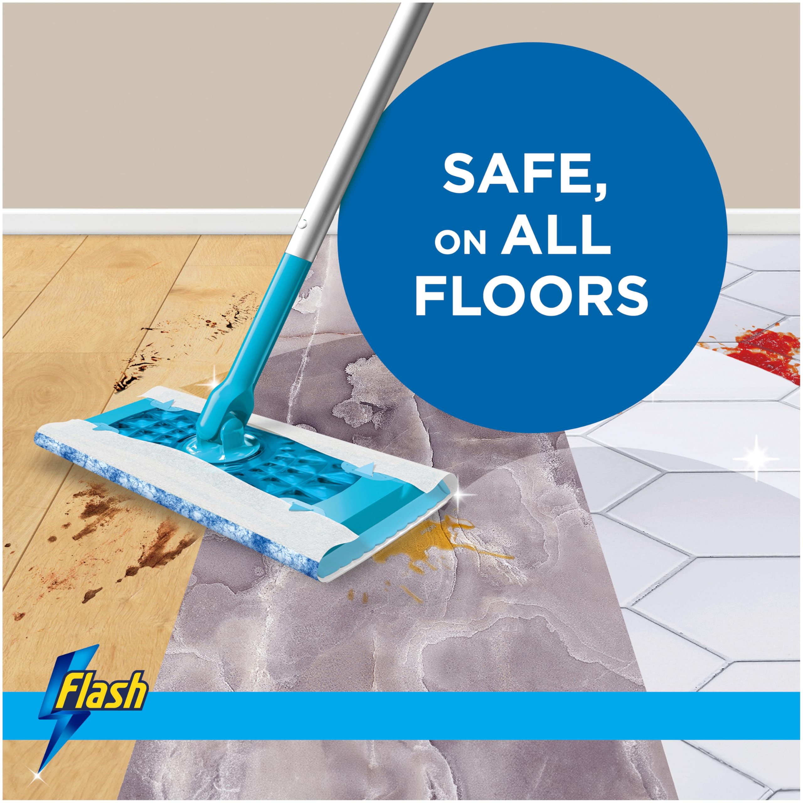 FLASH Speedmop Wet Mop Floor Cleaner Starter Kit with 6 Wet Refills | Citrus Scent 6