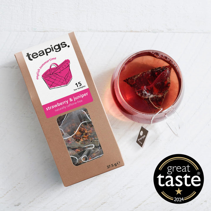 teapigs - Strawberry & Juniper Tea Caffeine-Free Fruit Tea Bags with Hibiscus