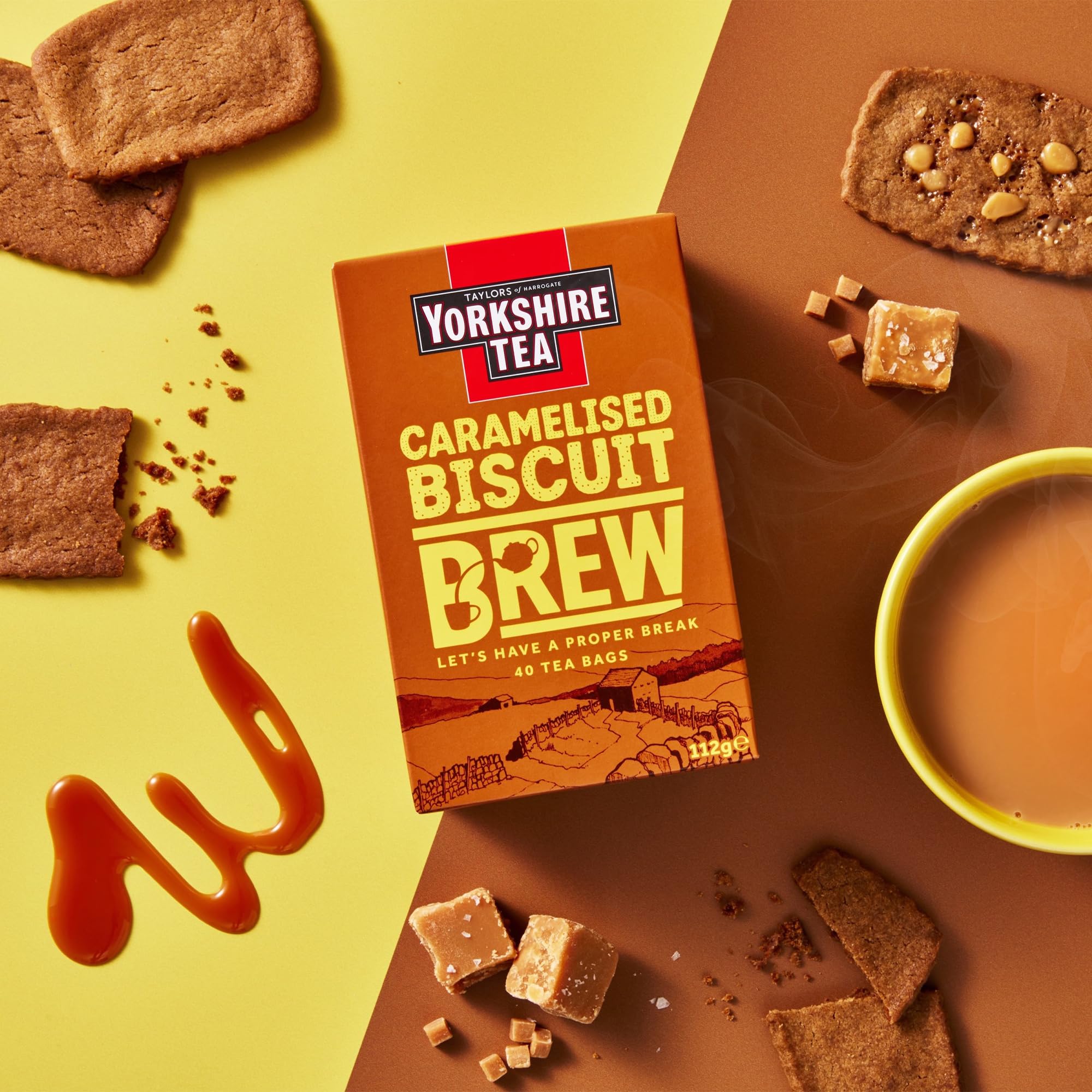 Yorkshire Tea – Teebeutel mit Karamellbiskuit-Geschmack, 4 Schachteln mit je 40 Stück 3