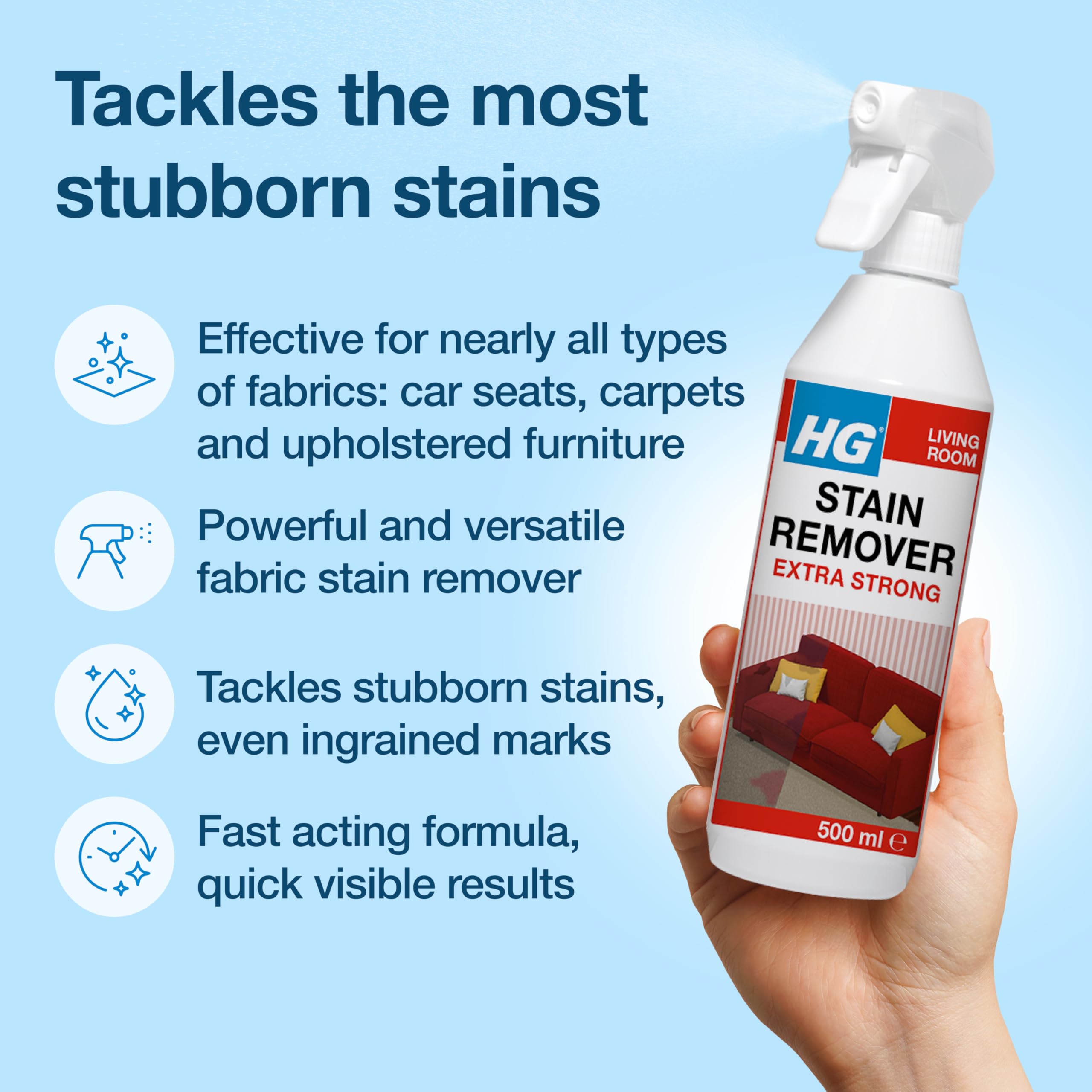 HG Stain Remover Extra Strong - Carpet & Upholstery Cleaner with Oxygen | 500ml