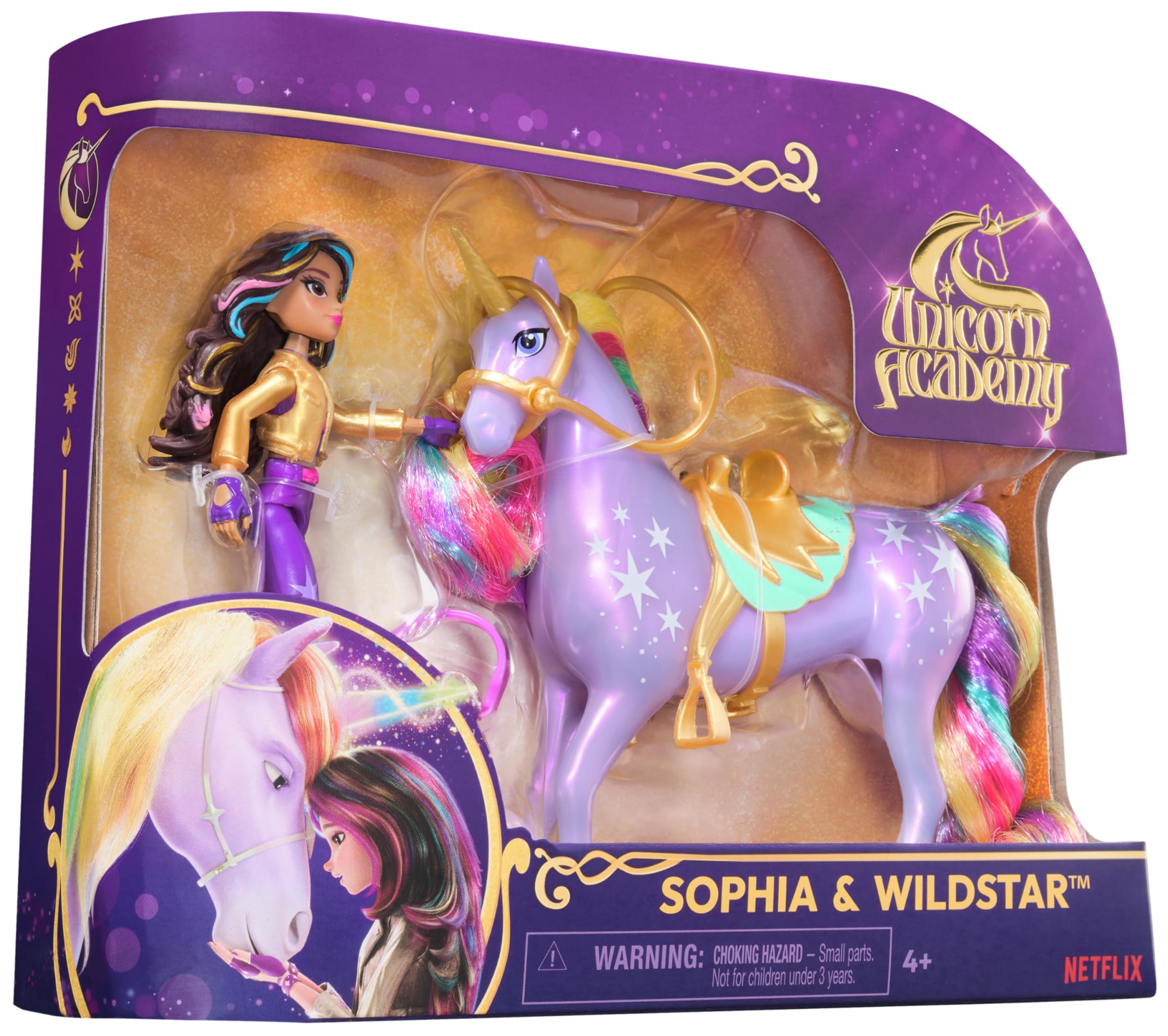 Unicorn Academy Sophia & Wildstar Playset with 2 Riding Accessories and Hair Styling Tool | Ages 4+ 8