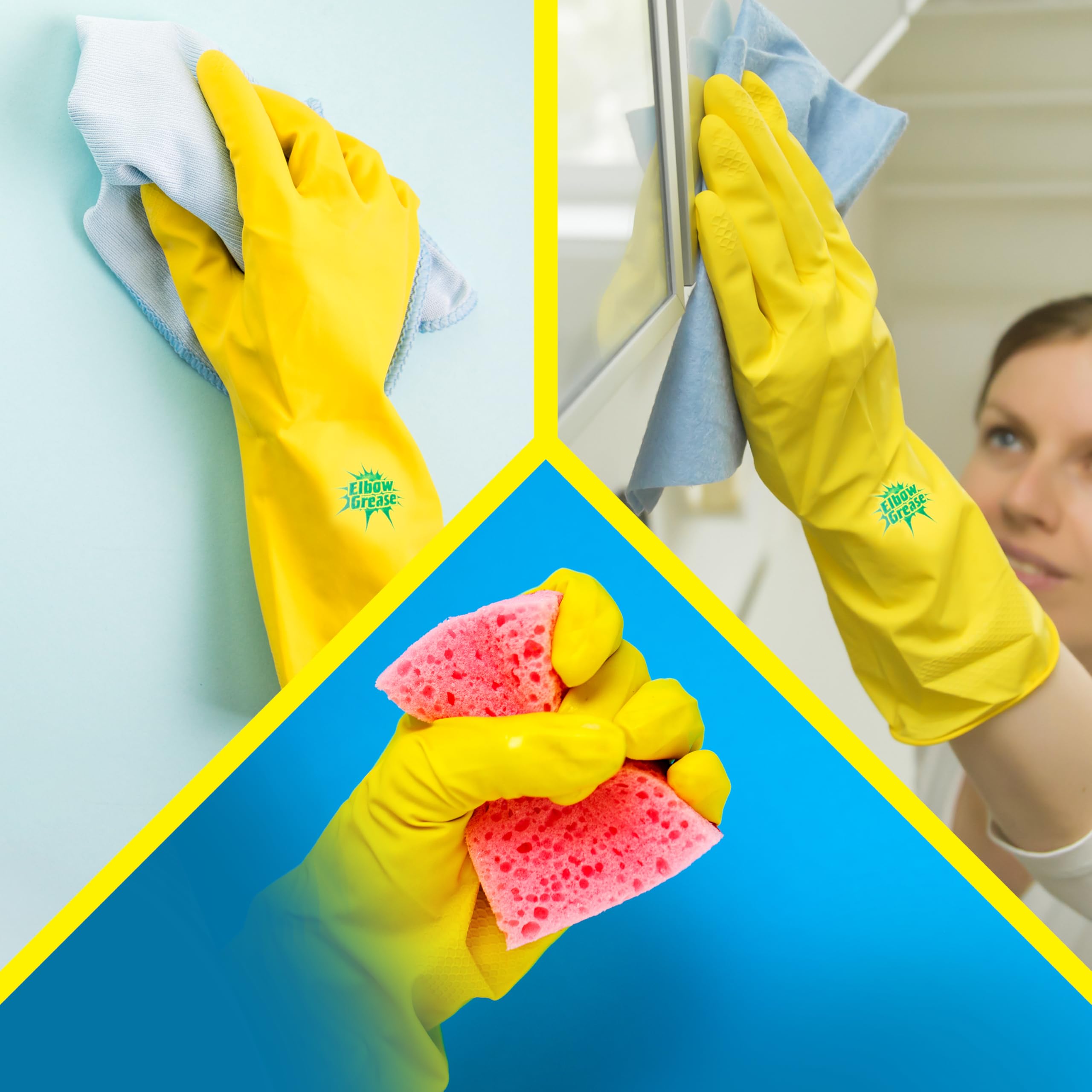 Elbow Grease Rubber Cleaning Gloves - Cotton Lined, Super Strong, Non-Slip | Size M 7
