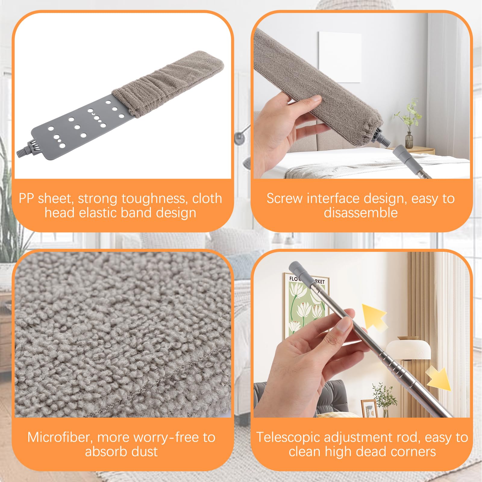 ASelected Microfiber Gap Dust Cleaner - Extendable 40cm to 240cm Pole | Bendable Head | Stainless Steel 5