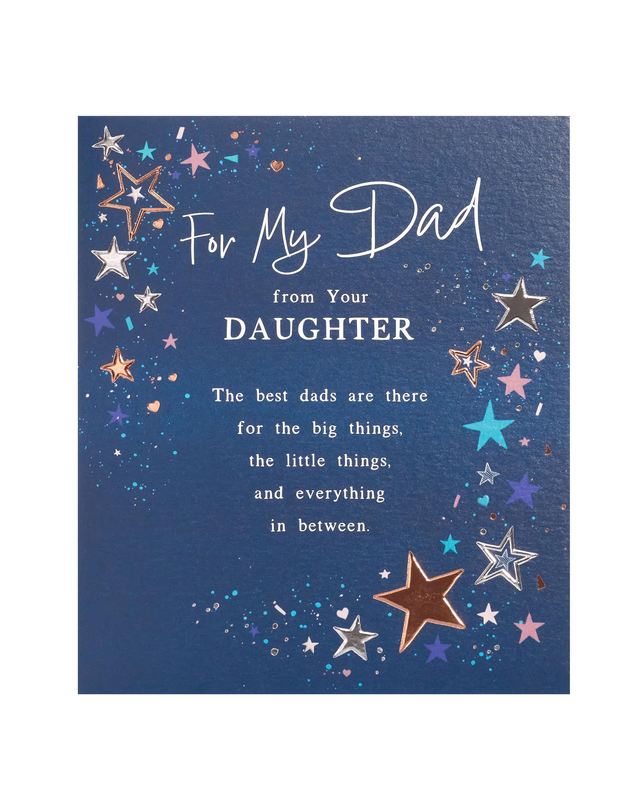 UK Greetings Dad from Daughter Birthday Card | Embossed Silver & Copper Foil | 165 x 190 mm 5