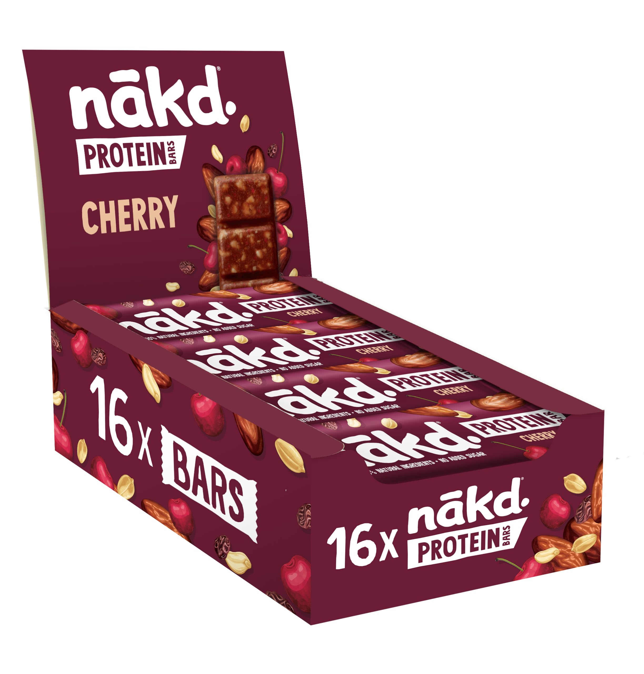 Nakd Protein Bars Cherry - 7g Plant-Based Protein | 100% Natural Ingredients | 16 Pack 1