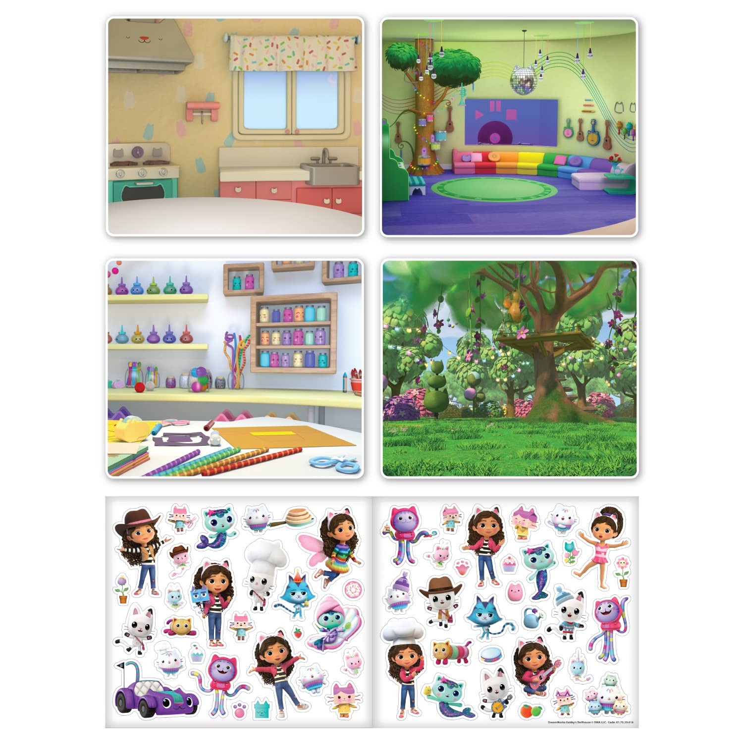Paper Projects Gabby's Dollhouse Activity Set - 6 Scenes, 3 Sticker Pages | Unisex Children 3