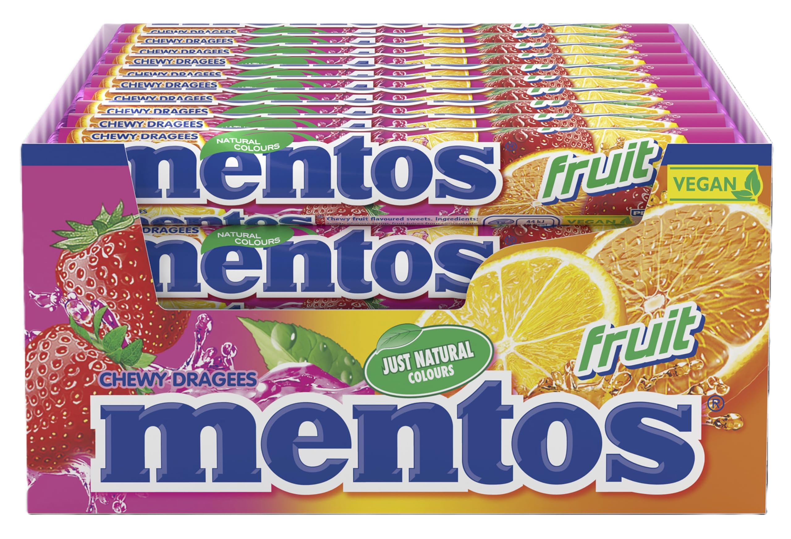 MENTOS Fruit Flavour Soft Mints - Crisp Outer Shell and Soft Centre | 40 Rolls | 940g Bulk Pack 1