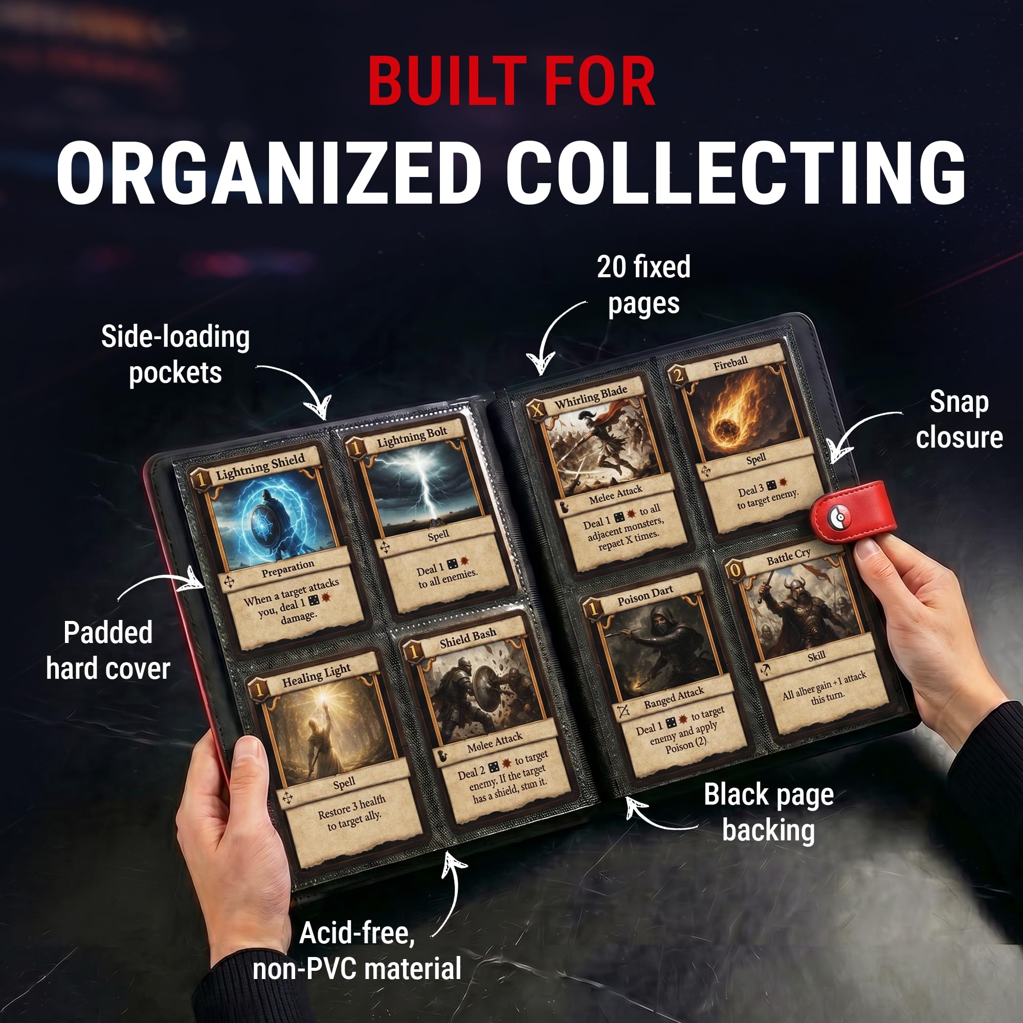 Ultra Pro Pokémon Premium Red Snap Binder - Holds 160 Cards | Acid-Free, Non-PVC 3