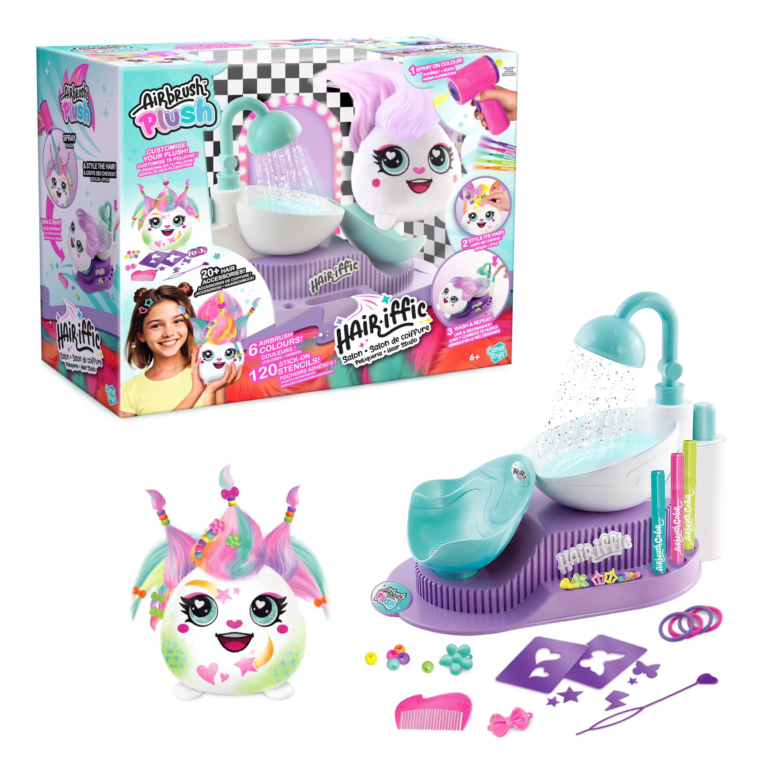 Canal Toys Airbrush Plush Hair'iffic Salon Ultimate Custom Plush Makeover Kit 1