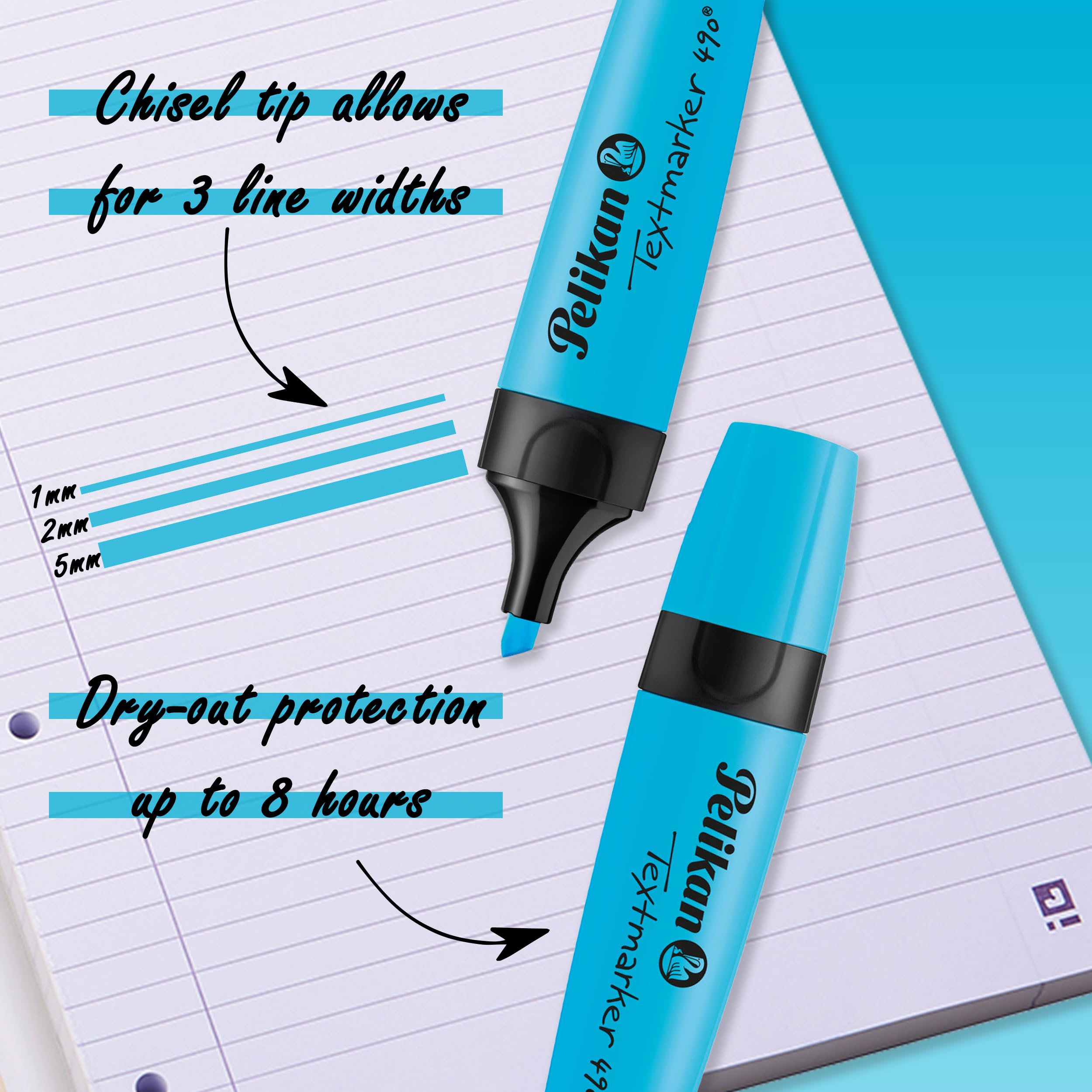 Pelikan Textmarker 490 Highlighters - Pack of 6 Bright Colors | 3-Width Chisel Tip 3