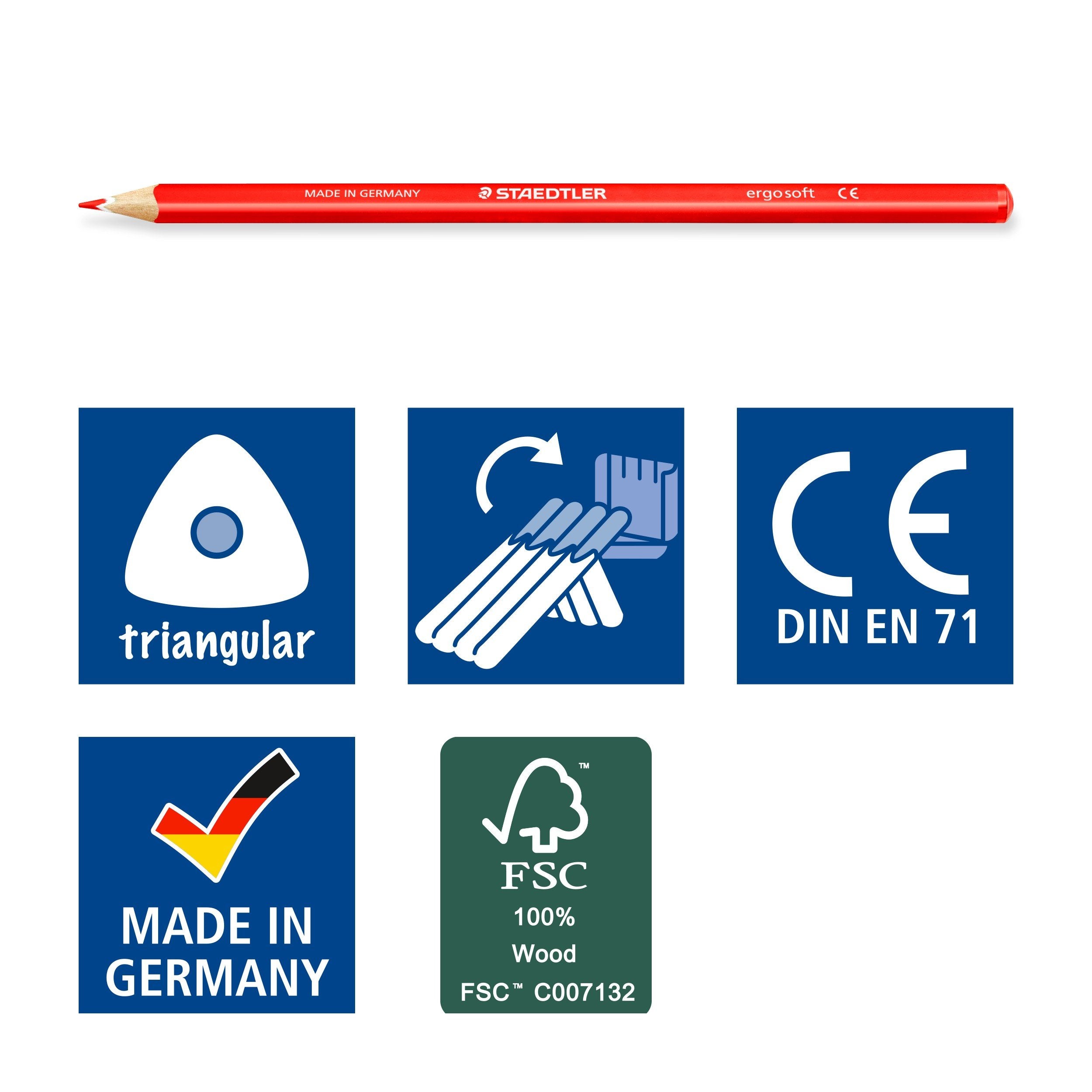 STAEDTLER Ergosoft Triangular Coloured Pencils - Assorted Colours (Pack of 24) 6