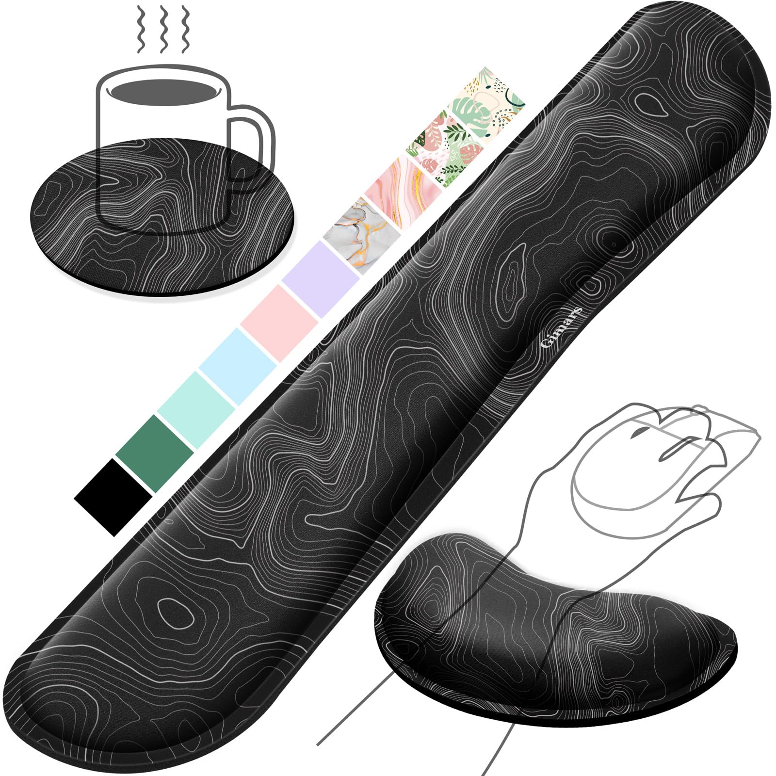 Gimars Silky Gel Memory Foam Wrist Rest for Keyboard and Mouse | 3CM Ultra Thick Ergonomic Support 1