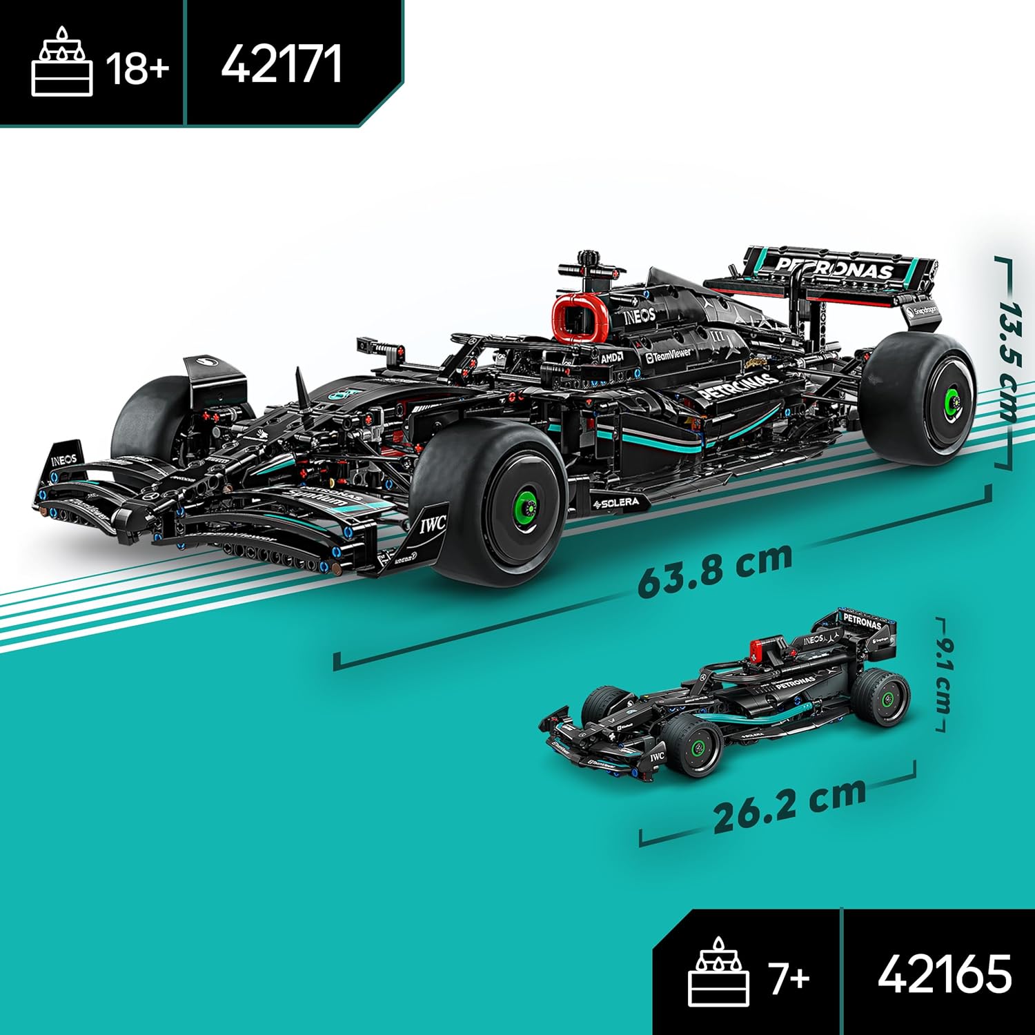 LEGO Technic Mercedes-AMG F1 W14 E Performance Pull-Back Race Car Toy - Building Set for Kids 7+ 12
