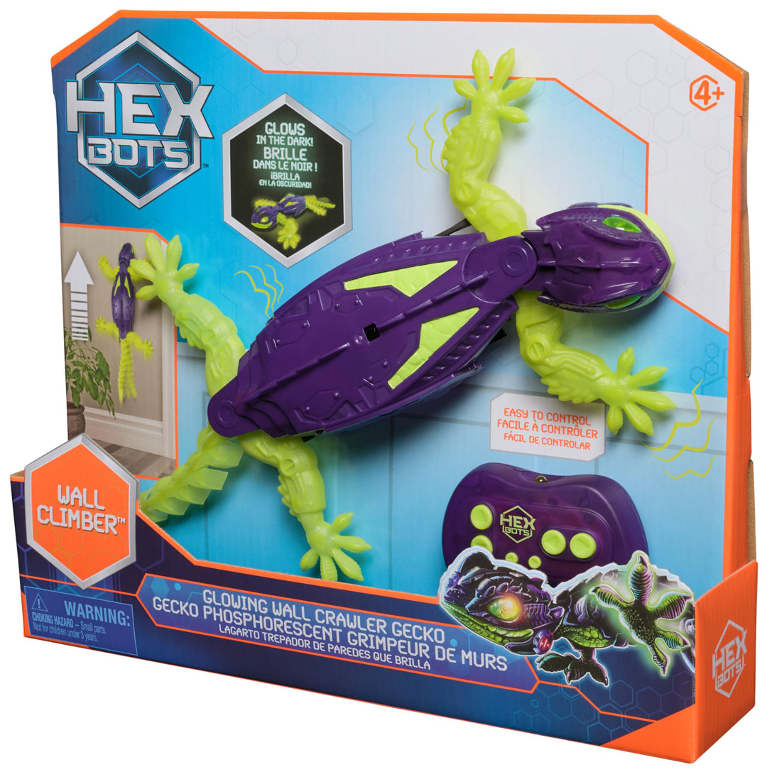 HEX BOTS Glow-in-the-Dark Gecko - Remote Control Wall-Crawling Robot Toy for Kids