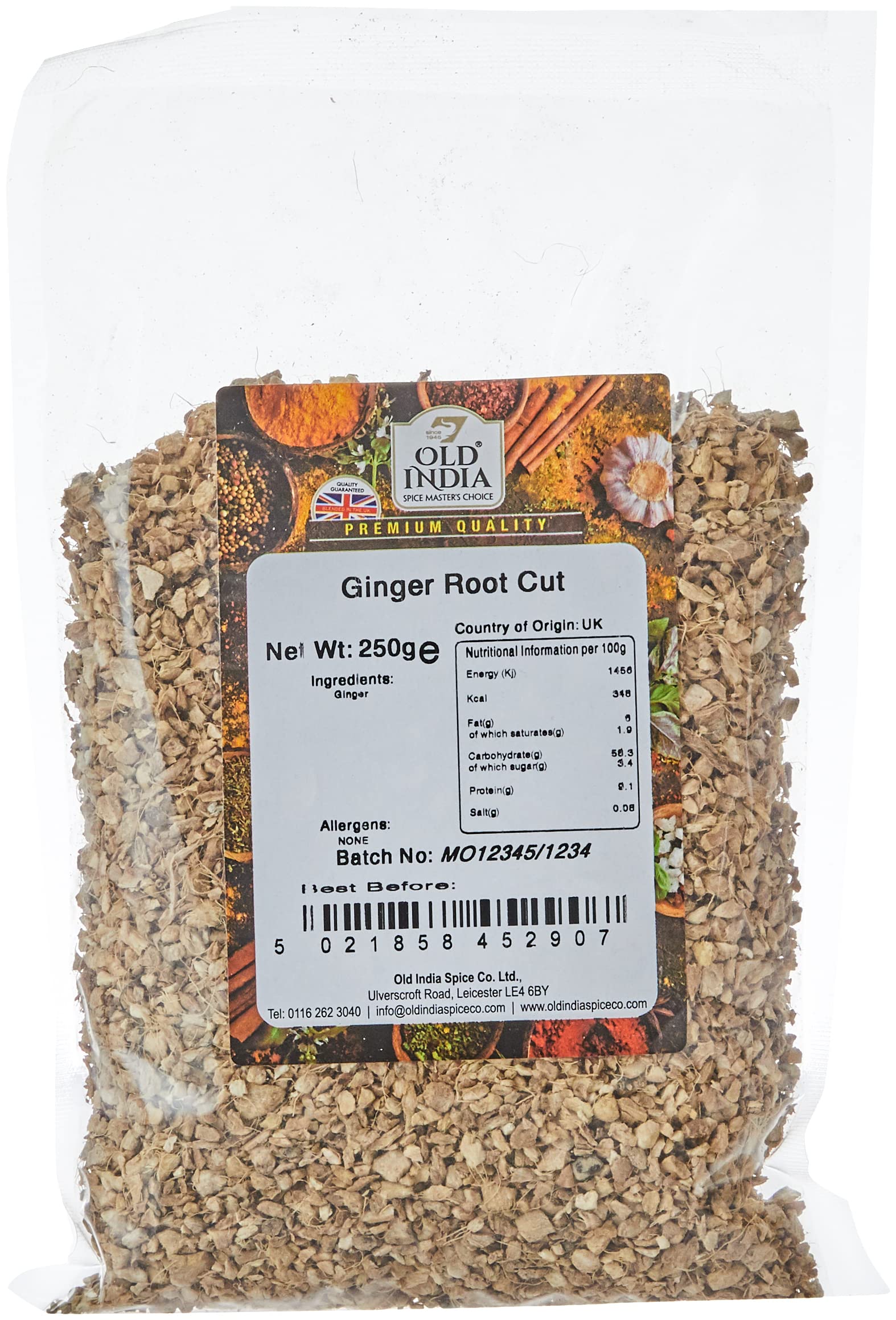 Old India Ginger Root Cut - Whole Spice for Curries & Soups | 250g