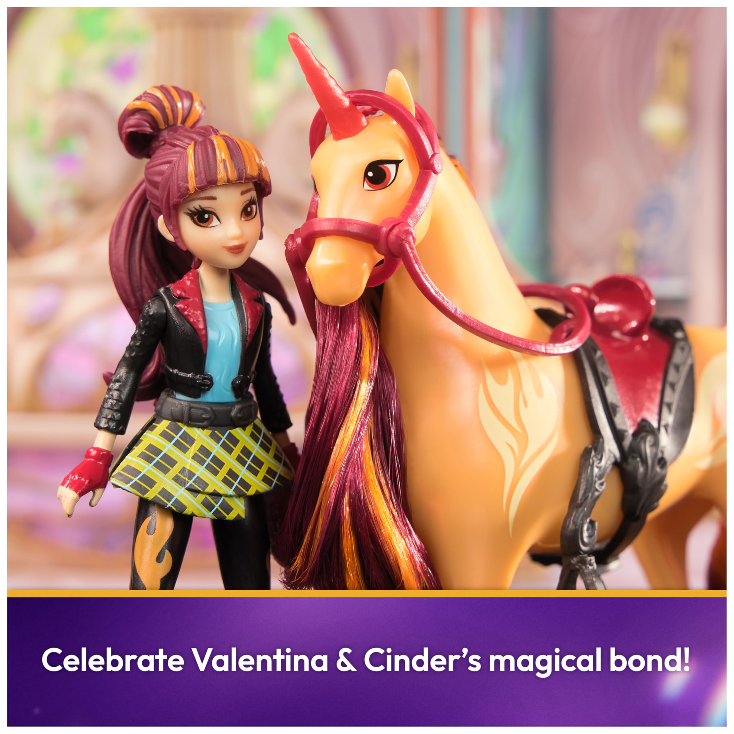 Unicorn Academy Valentina & Cinder Playset with 2 Riding Accessories and Hair Styling Tool | Ages 4+ 4
