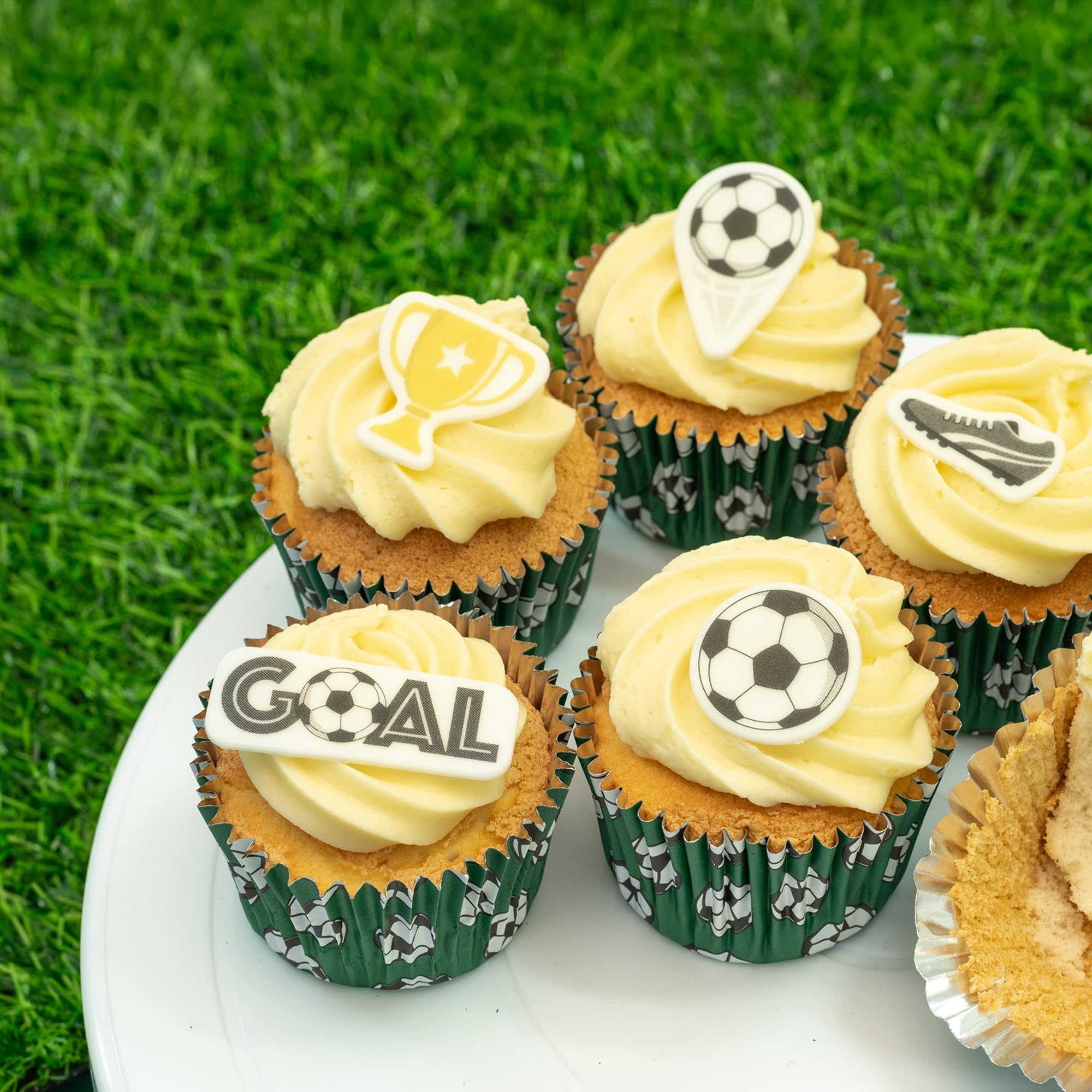 Culpitt Football Edible Cupcake Toppers - 32 Pack Printed Fondant Decorations for Cakes 4