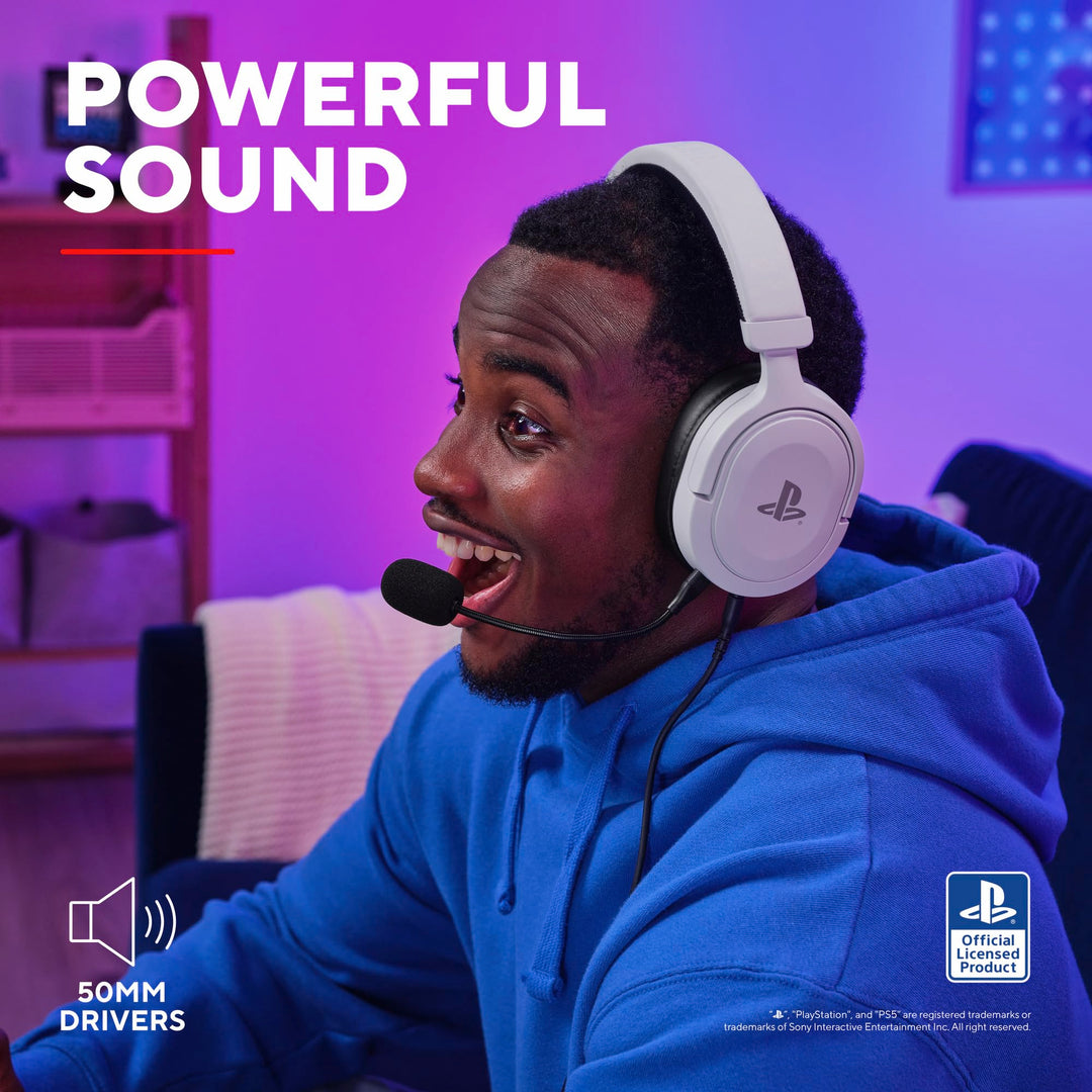 Trust Gaming GXT 498W Forta Officially Licensed PS5 Gaming Headset with 50mm Drivers & Detachable Mic