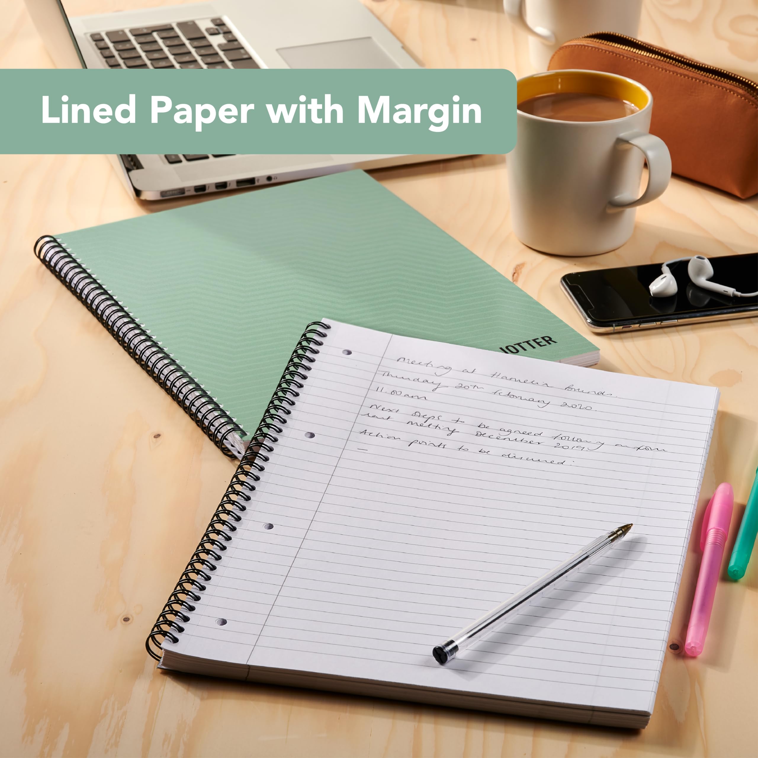 SUMMIT A4 Metallic Wirebound Notebook - 3 Pack, Ruled, 160 Pages, Green 6
