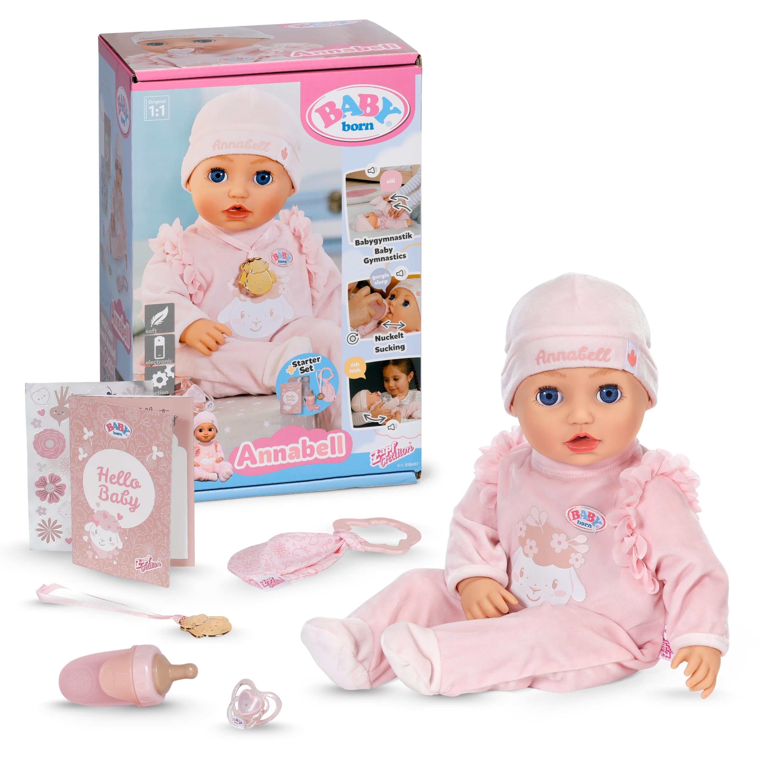 BABY born Annabell Soft Doll - 43cm, Interactive, Rosa | Ages 3+ 1