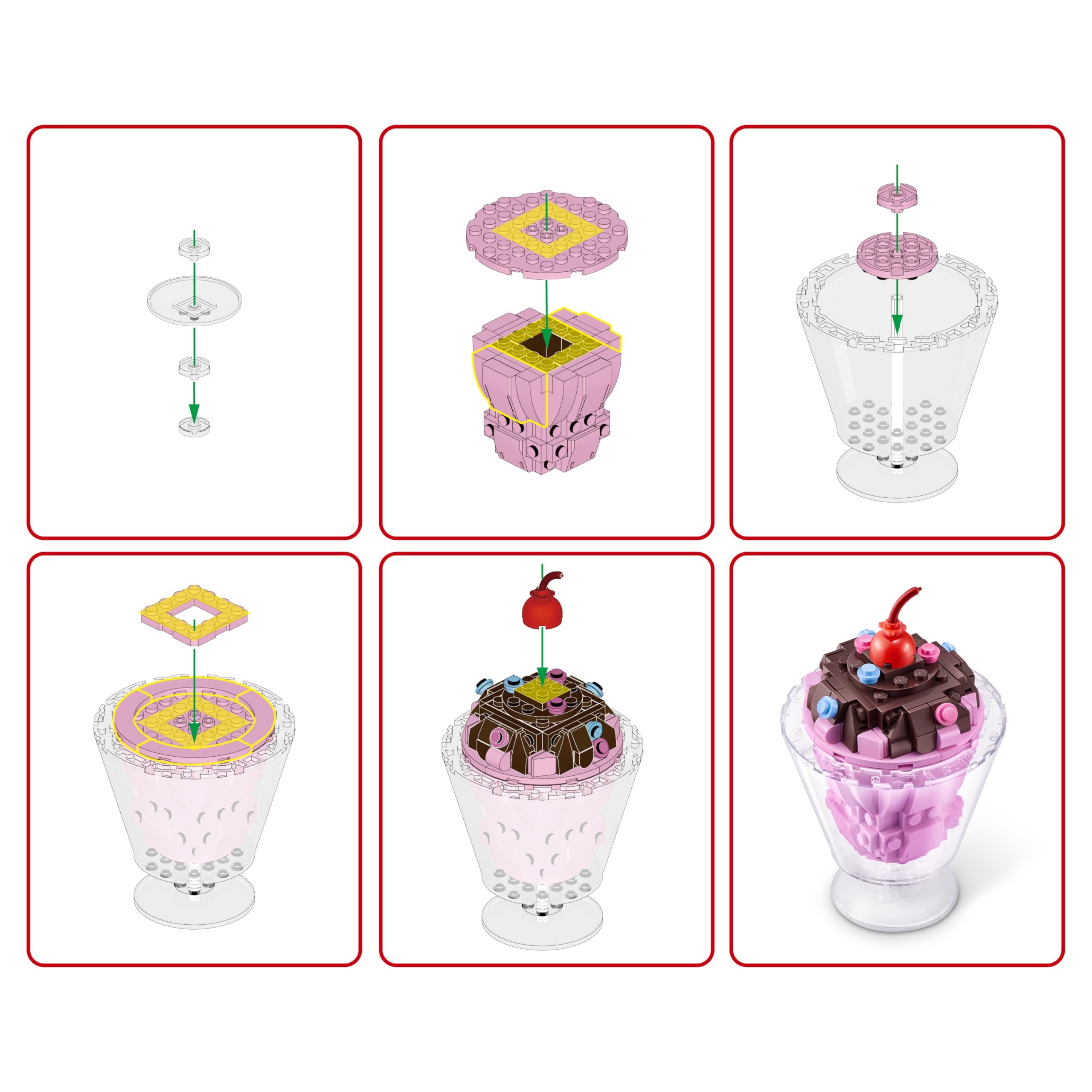 MAX Premium Snacks Building Bricks - Ice Cream Sundae Collectible Set for Ages 3+ 6