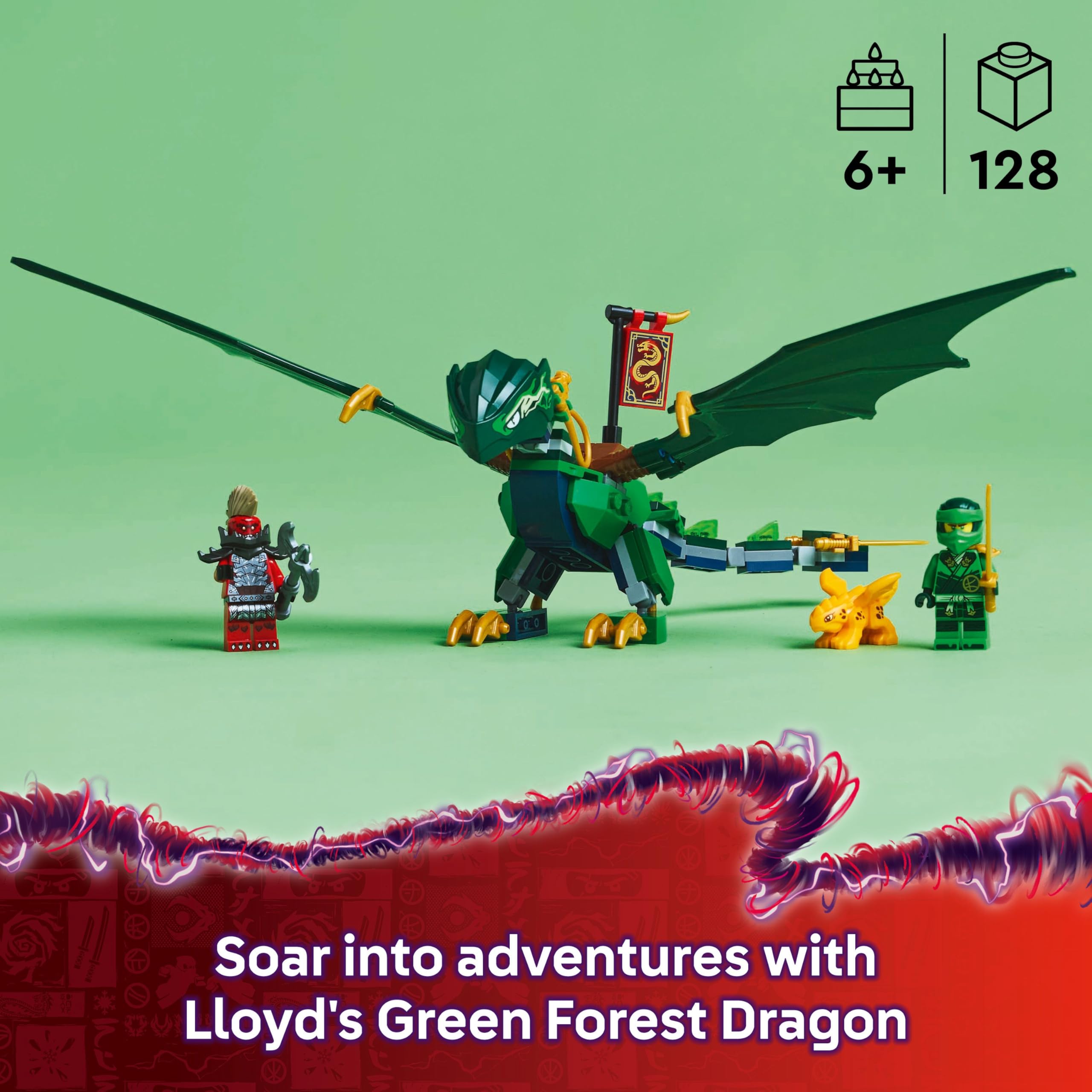 LEGO NINJAGO Lloyd’s Green Forest Dragon 71829 Building Set | Ages 6+ | Includes 2 Minifigures
