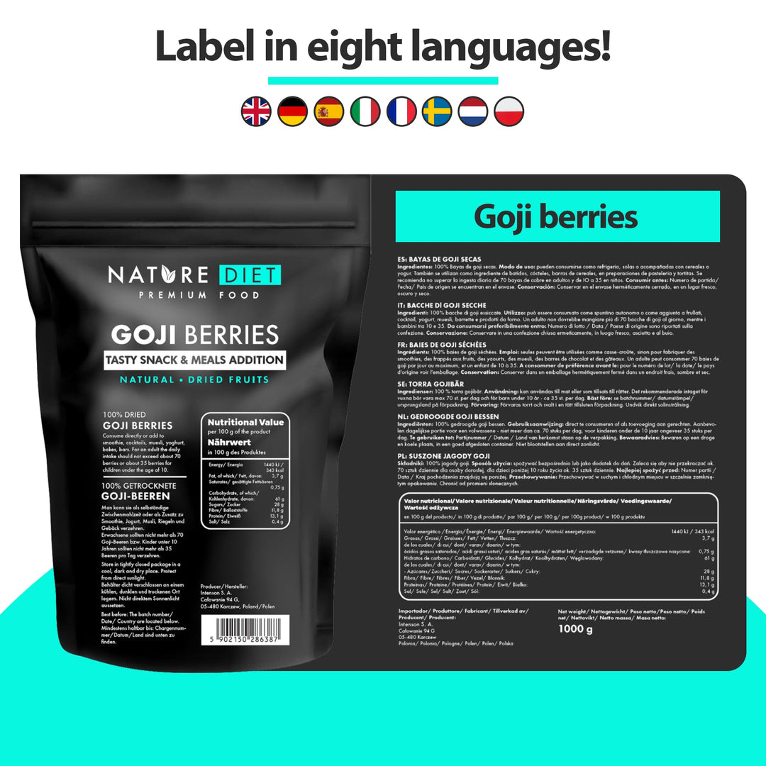 Nature Diet - Goji Berries 1000 g | Dried Berries | Healthy Snack