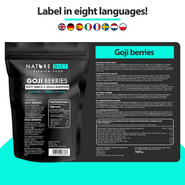 Nature Diet - Goji Berries 1000 g | Dried Berries | Healthy Snack