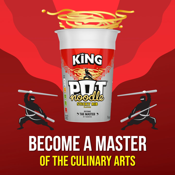 Pot Noodle King Sticky Rib Flavour Instant Noodles, 114g