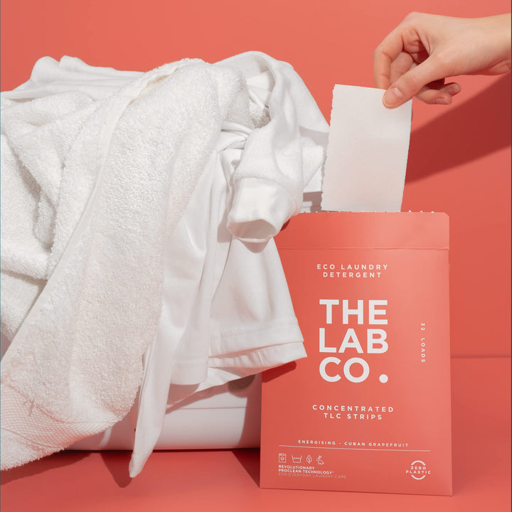 The Lab Co. - Laundry Detergent Strips (32 Loads, Non-Bio, Sensitive Skin, Energising Grapefruit Amber Eucalyptus)