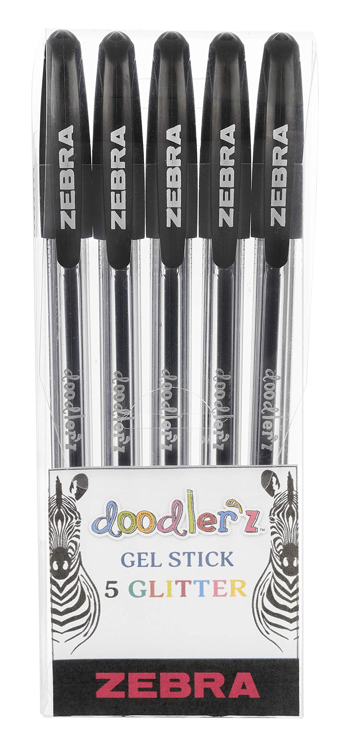 Zebra Pen Doodlerz Gel Stick Pen - 1.0mm Bold Point, Black Ink, 5-Pack