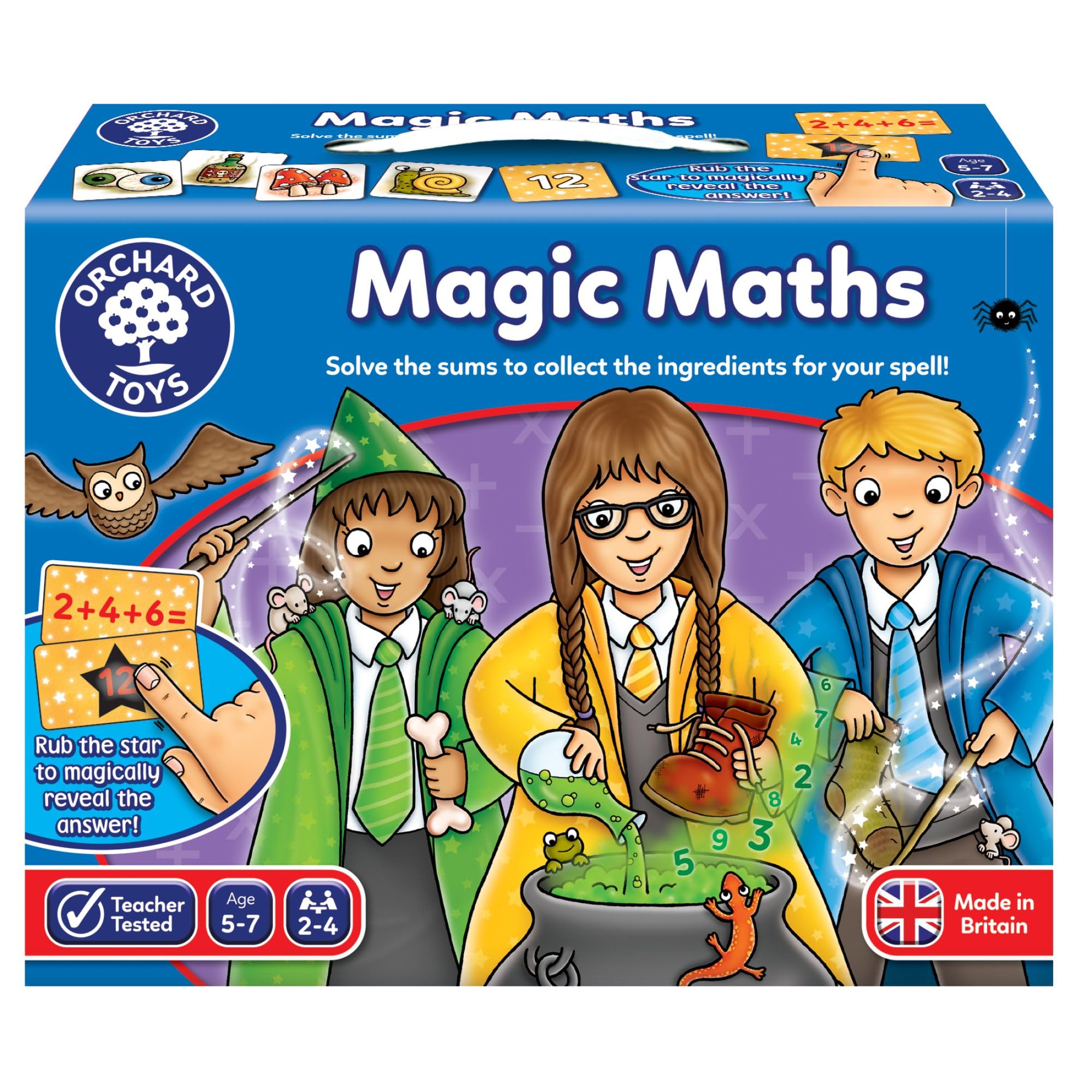 Orchard Toys Magic Maths Game - KS1 Addition Subtraction Multiplication | Ages 5-7 | 2-4 Players